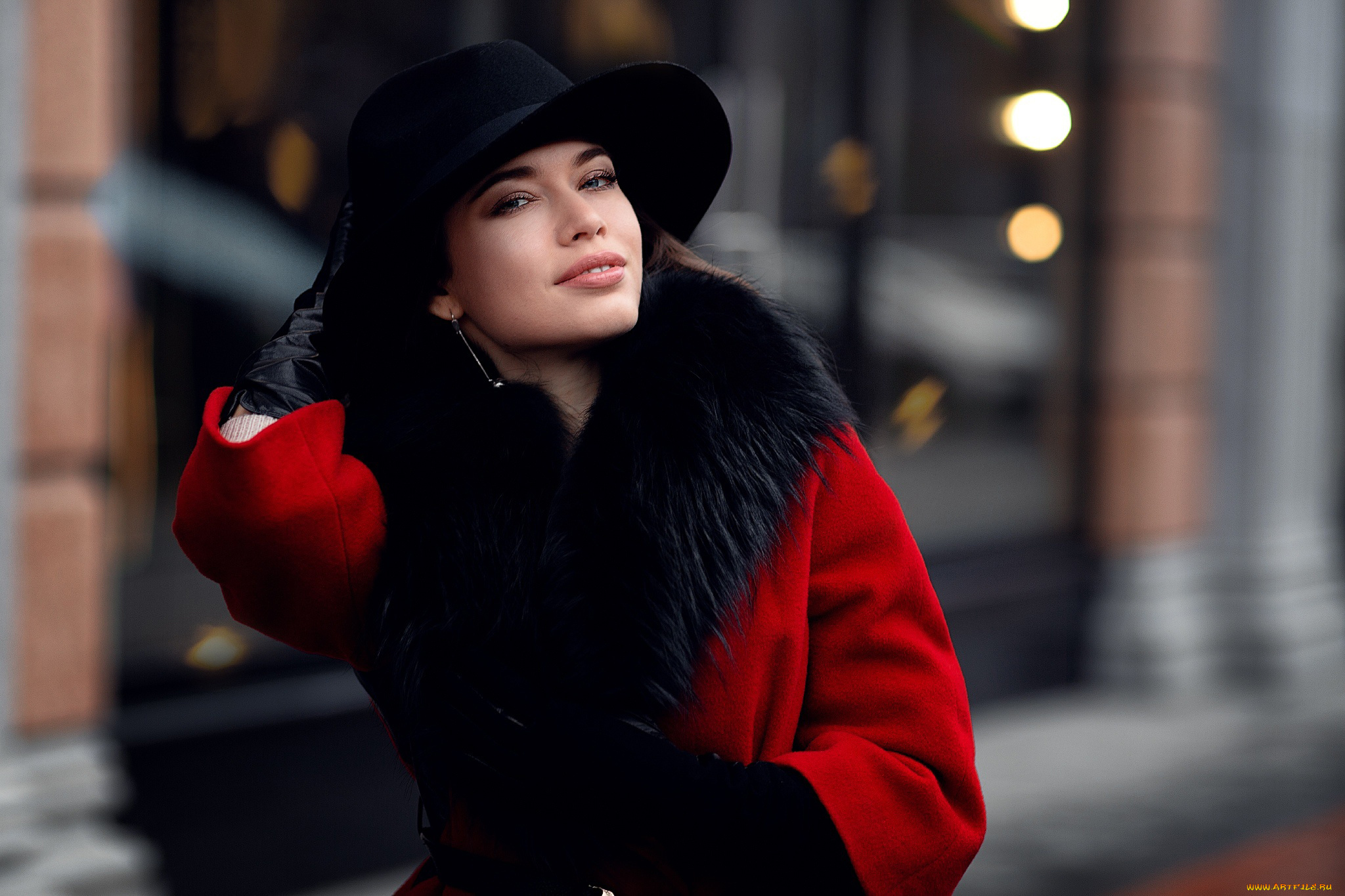 anna, berezhnaia, девушки, -, брюнетки, , шатенки, anna, berezhnaia, анна, бережная, девушка, модель, красотка, макияж, поза, шляпа, пальто, флирт, улыбка, портрет