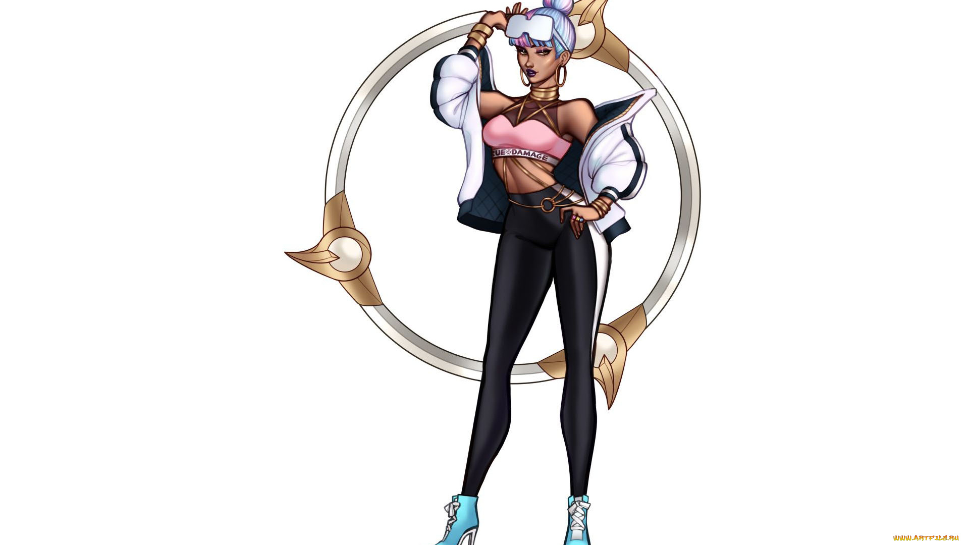 видео, игры, league, of, legends, девушка, очки, куртка, каблуки, qiyana