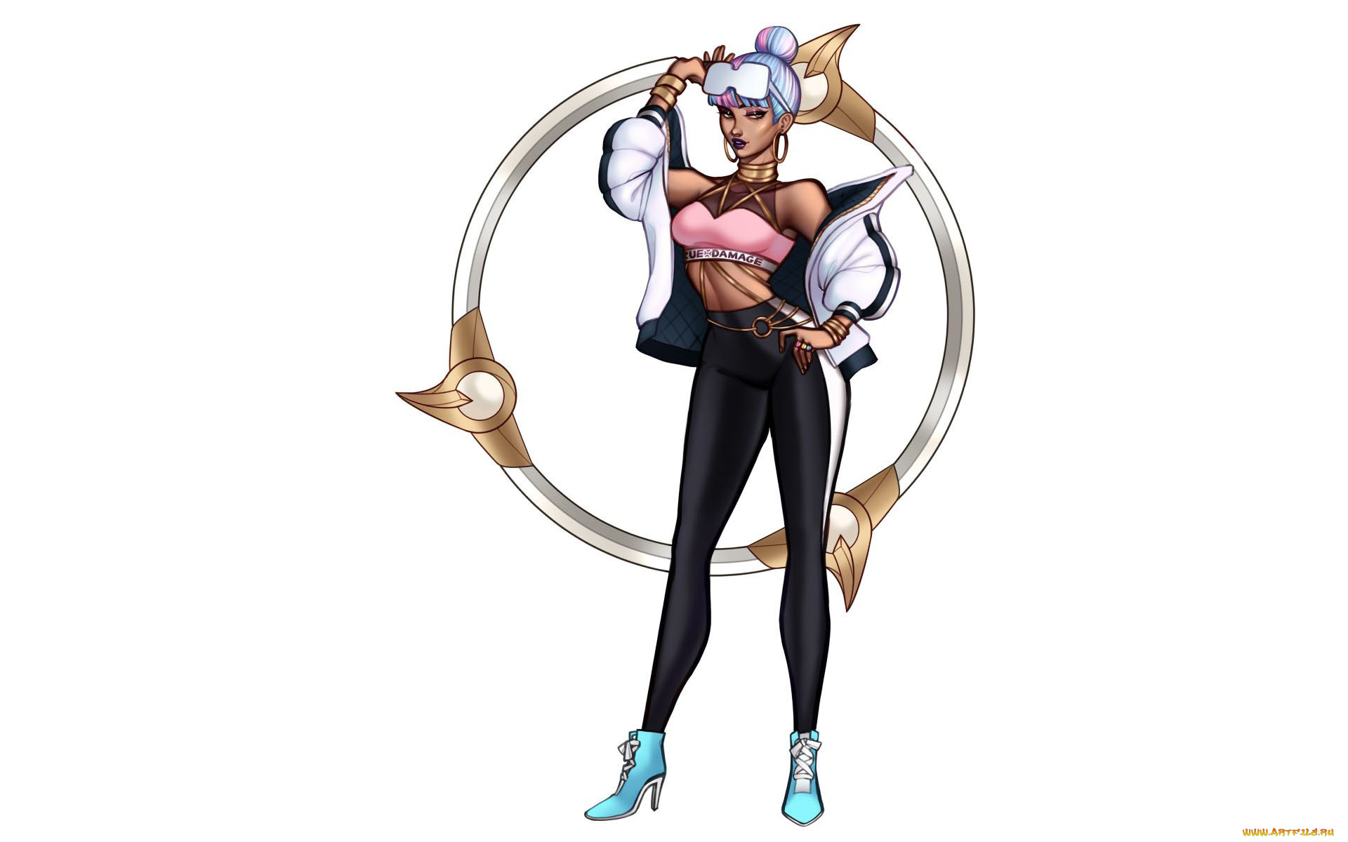 видео, игры, league, of, legends, девушка, очки, куртка, каблуки, qiyana