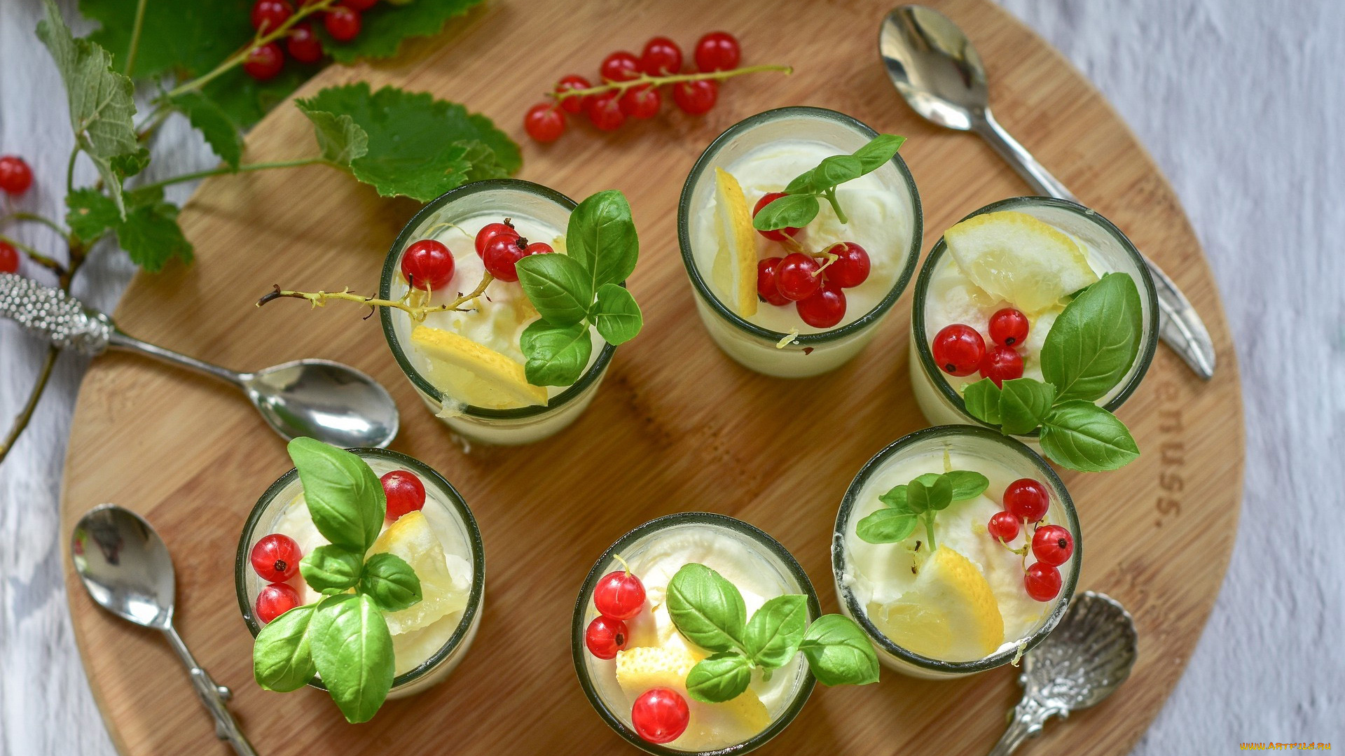 еда, мороженое, , десерты, десерт, лимон, базилик, красная, смородина