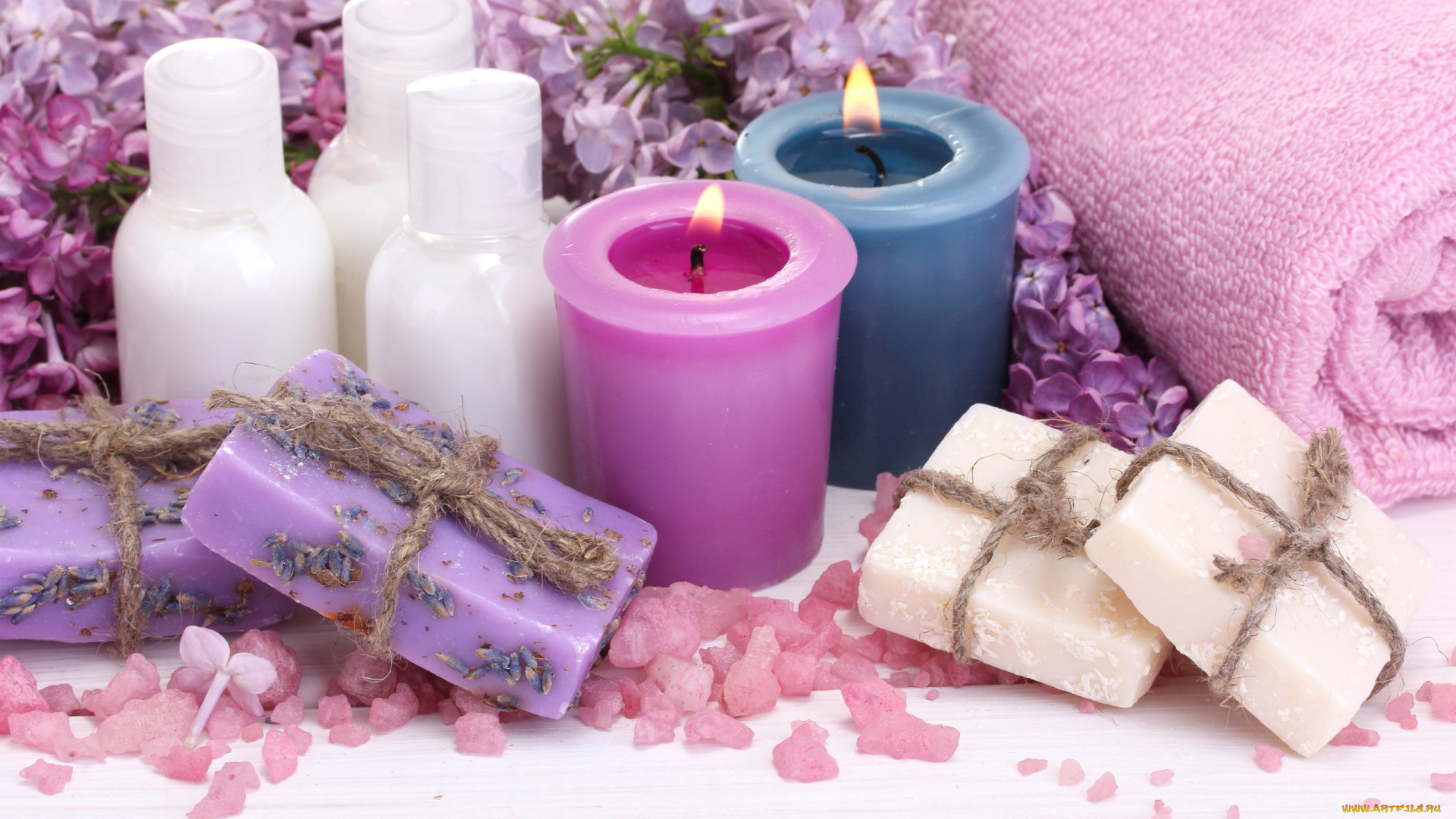 разное, косметические, средства, , духи, сирень, свечи, мыло, полотенце