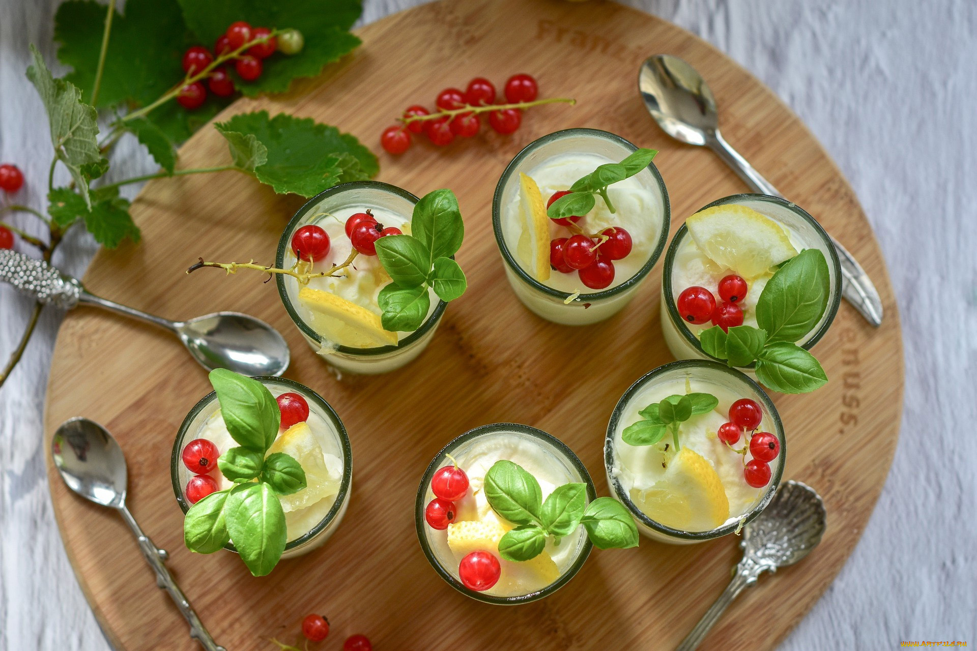 еда, мороженое, , десерты, десерт, лимон, базилик, красная, смородина