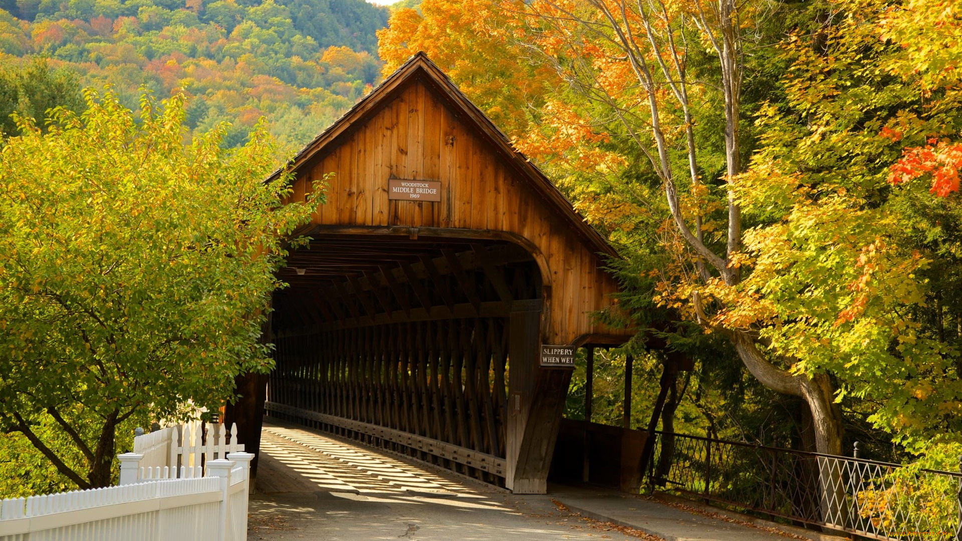 covered, bridge, at, woodstock, vermont, города, -, мосты, covered, bridge, at, woodstock