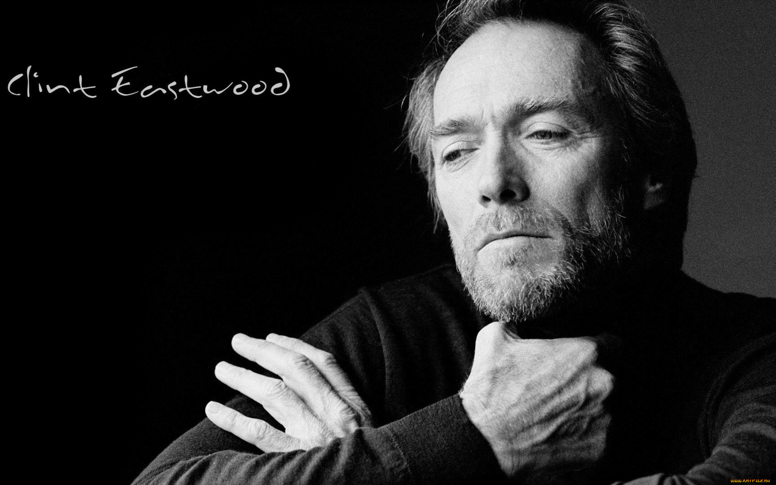 мужчины, clint, eastwood, актер, лицо, борода, свитер