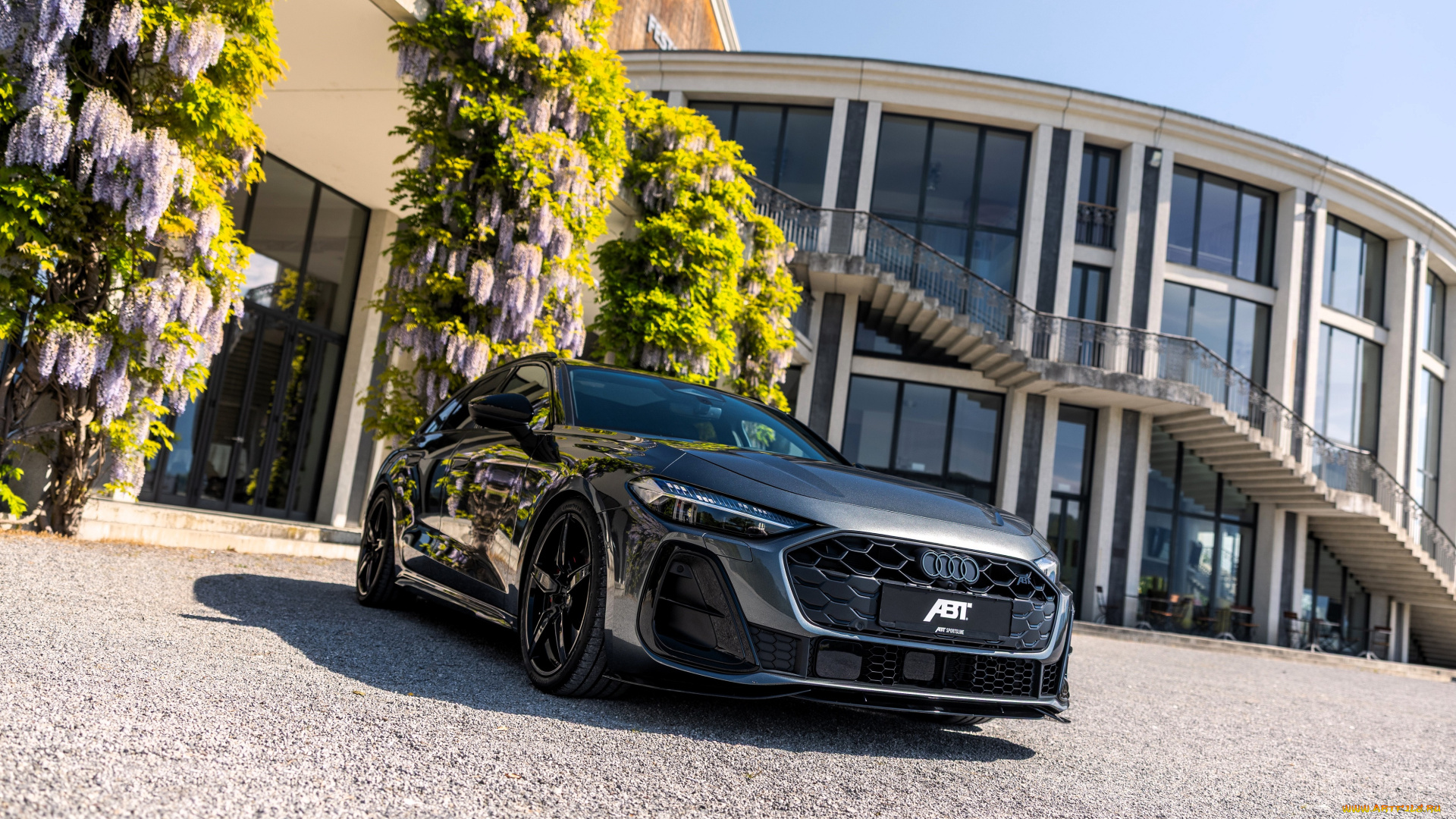 audi, s5, avant, abt, sportsline, автомобили, audi, черный, площадка, здание, глициния