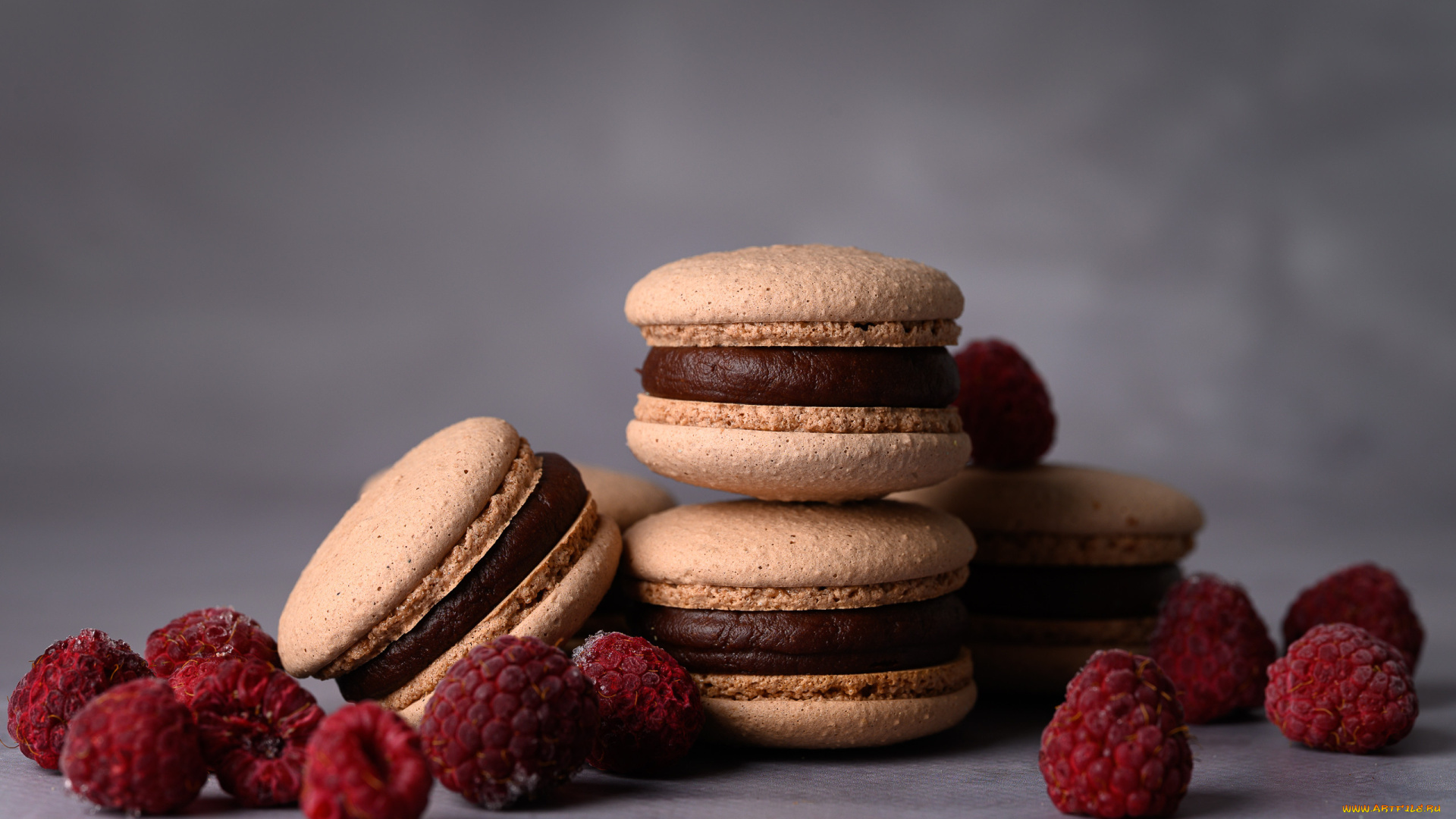 еда, макаруны, лакомство, малина