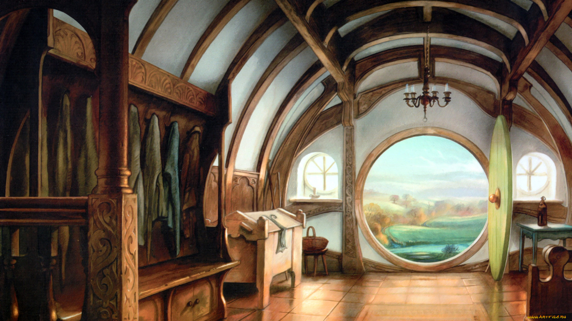 фэнтези, _lord, of, the, rings, шир, хоббитон, дом, дверь, комнаты