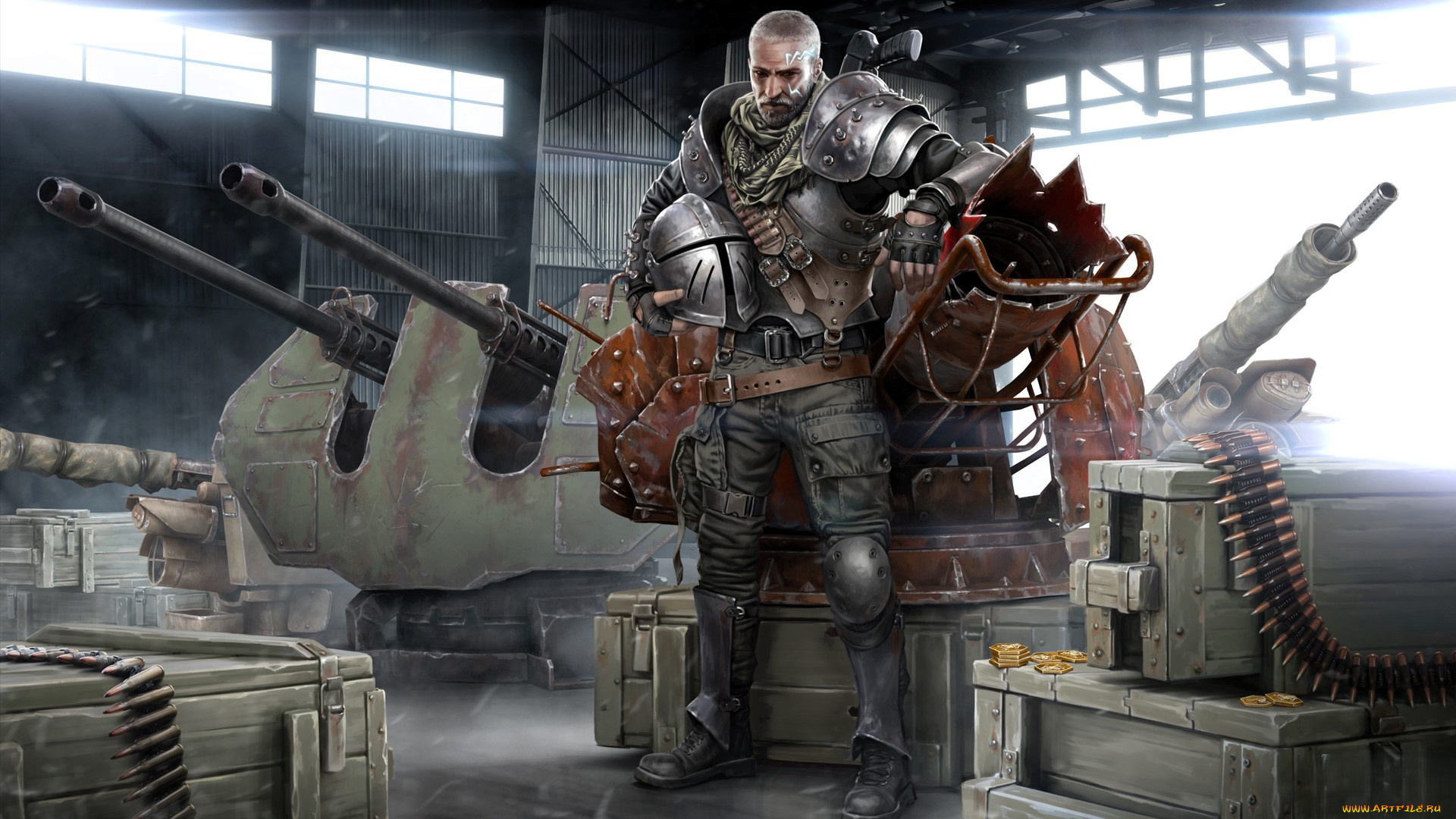 видео, игры, crossout, воин, латы, шлем, камуфляж, техника, оружие, патроны, ящики
