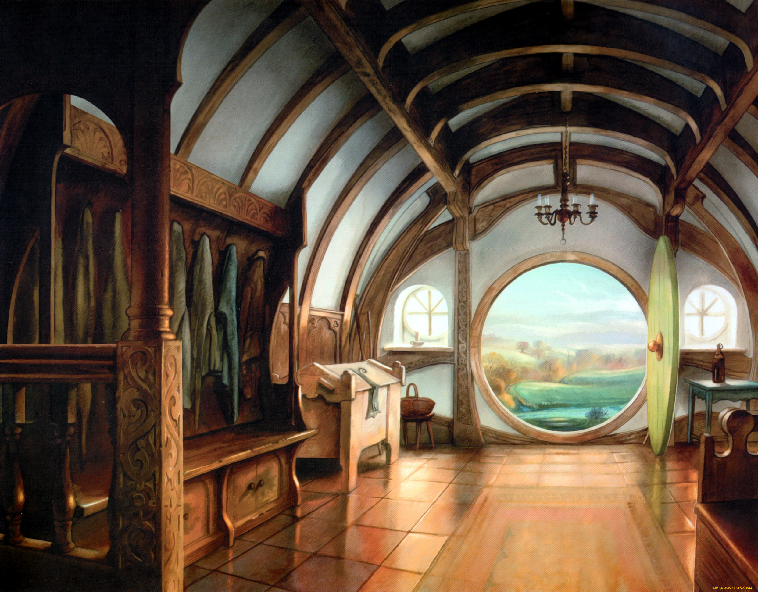 фэнтези, _lord, of, the, rings, шир, хоббитон, дом, дверь, комнаты