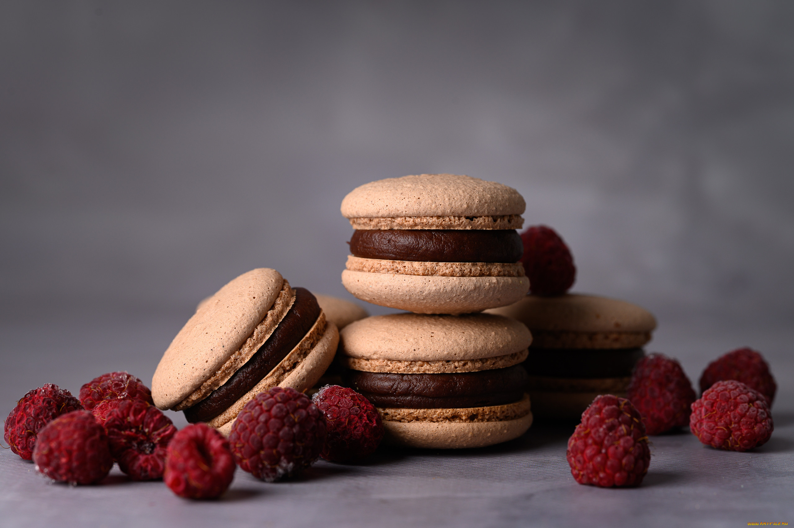 еда, макаруны, лакомство, малина