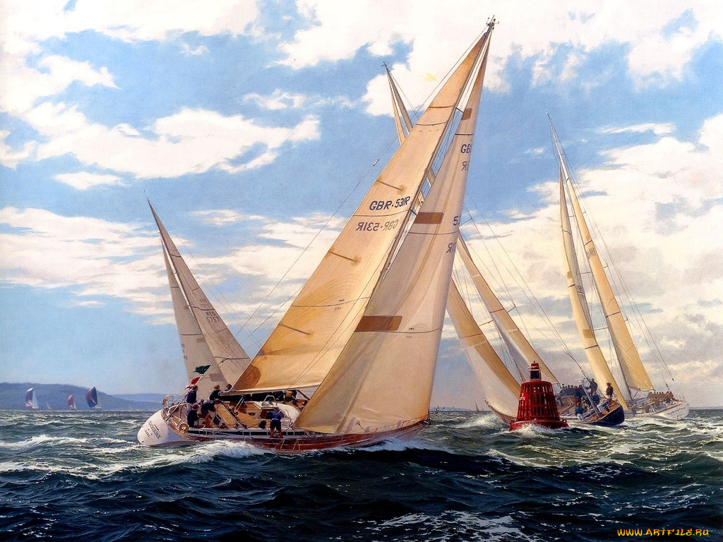 корабли, рисованные