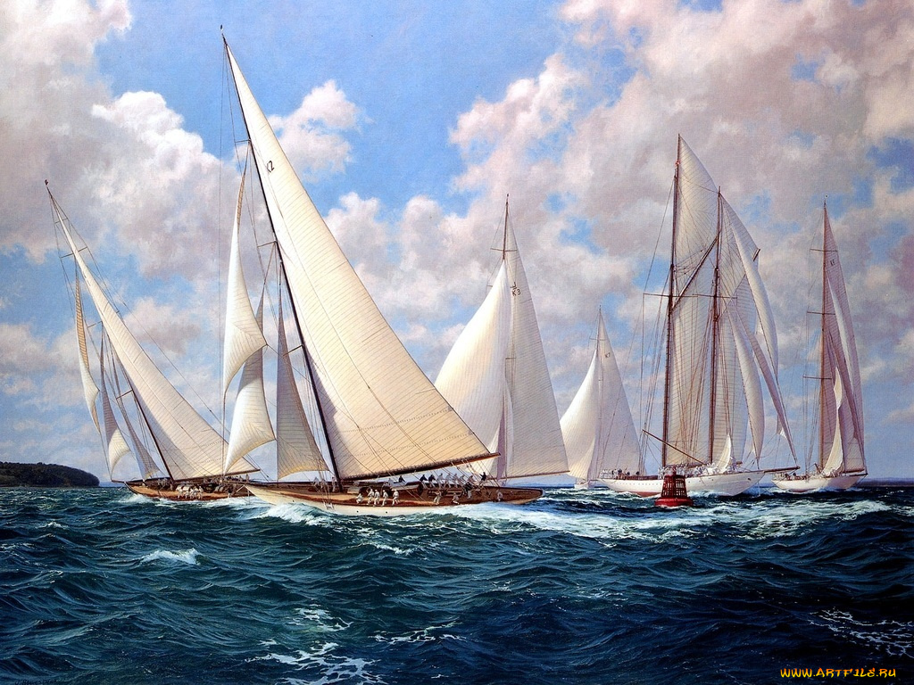 корабли, рисованные