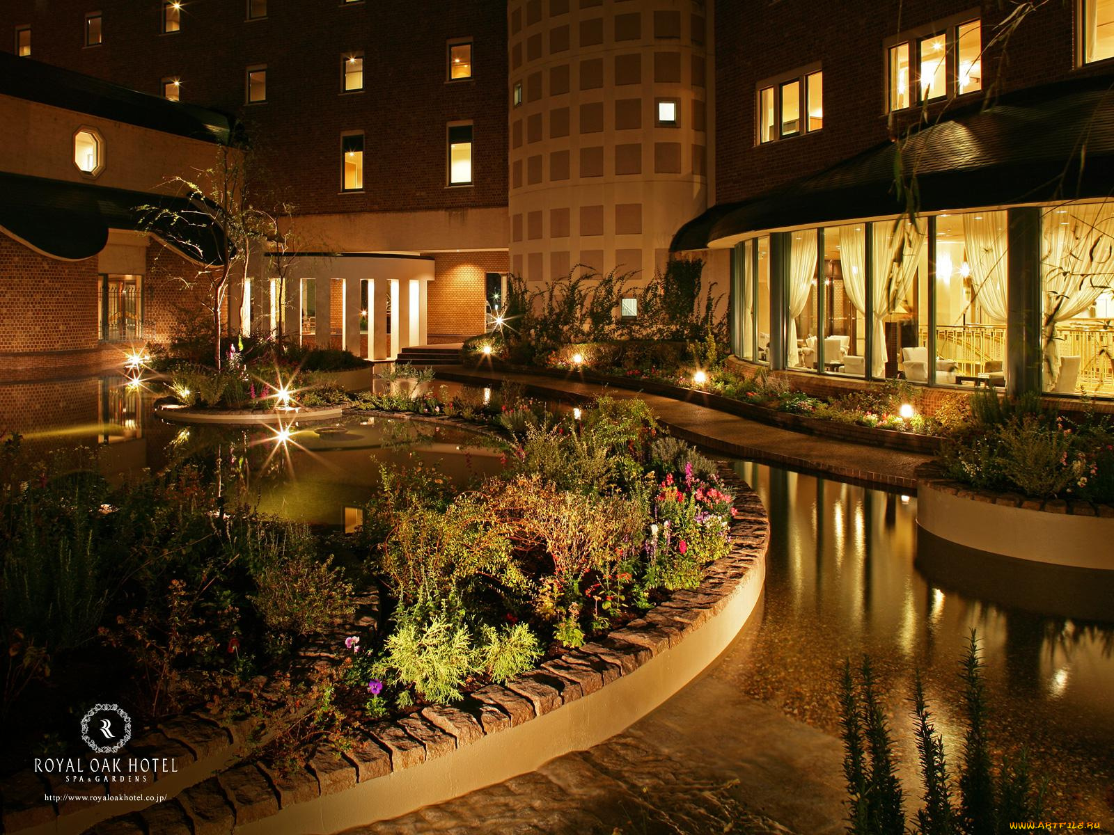 города, огни, ночного, otsu, japan