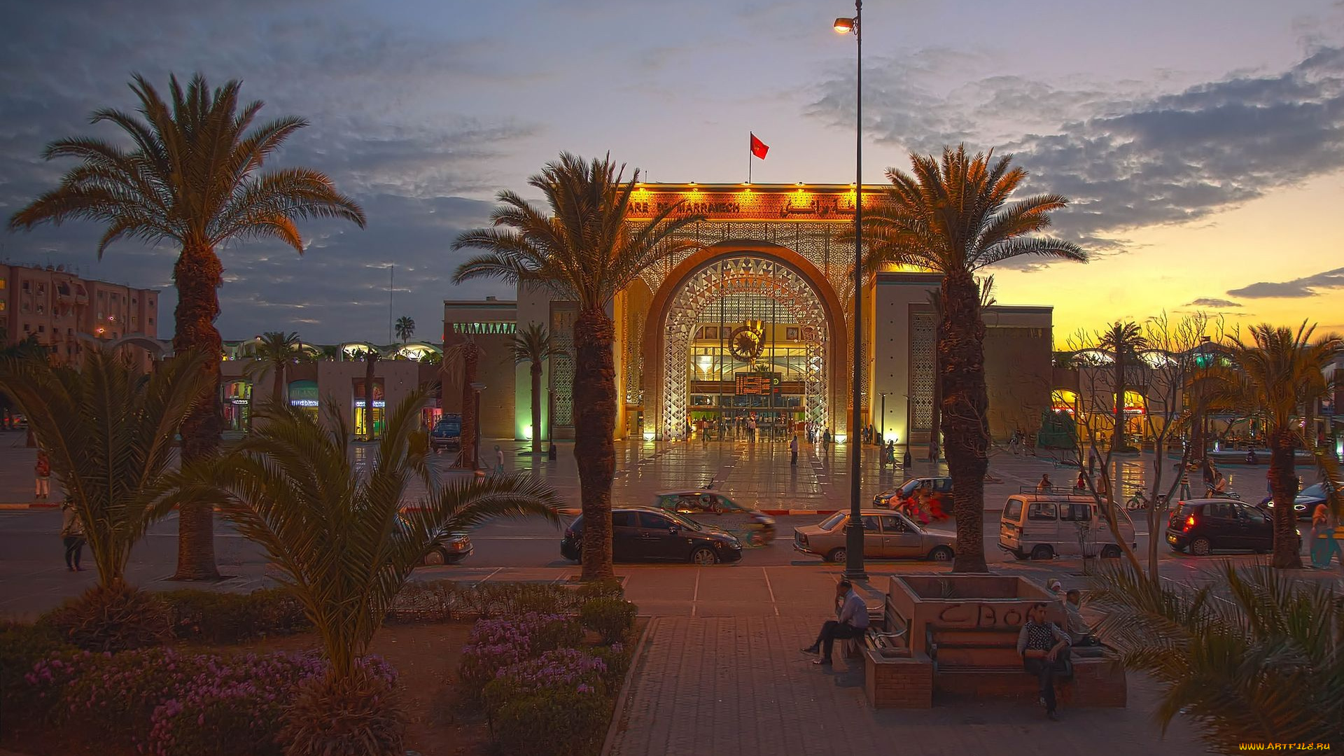 train, station, morocco, города, огни, ночного