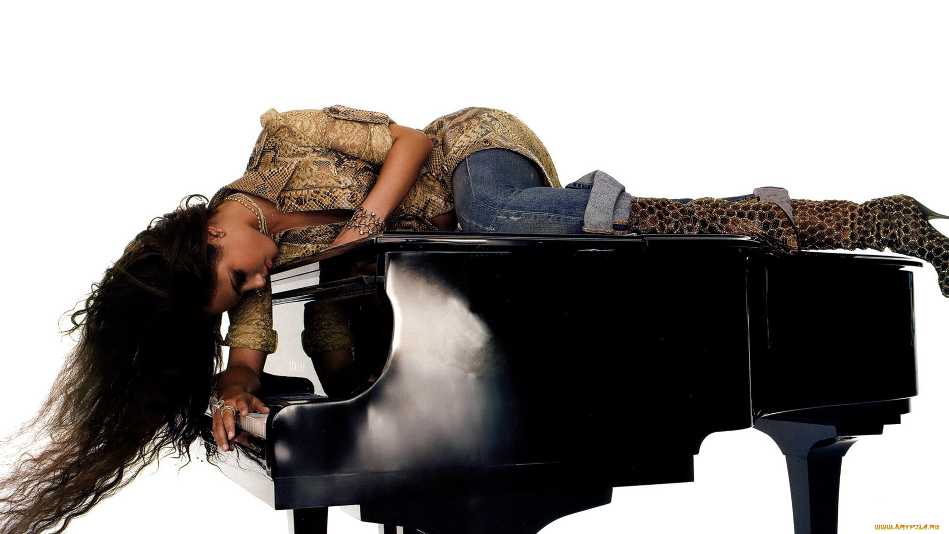 музыка, alicia, keys, рояль, девушка, сапоги, джинсы