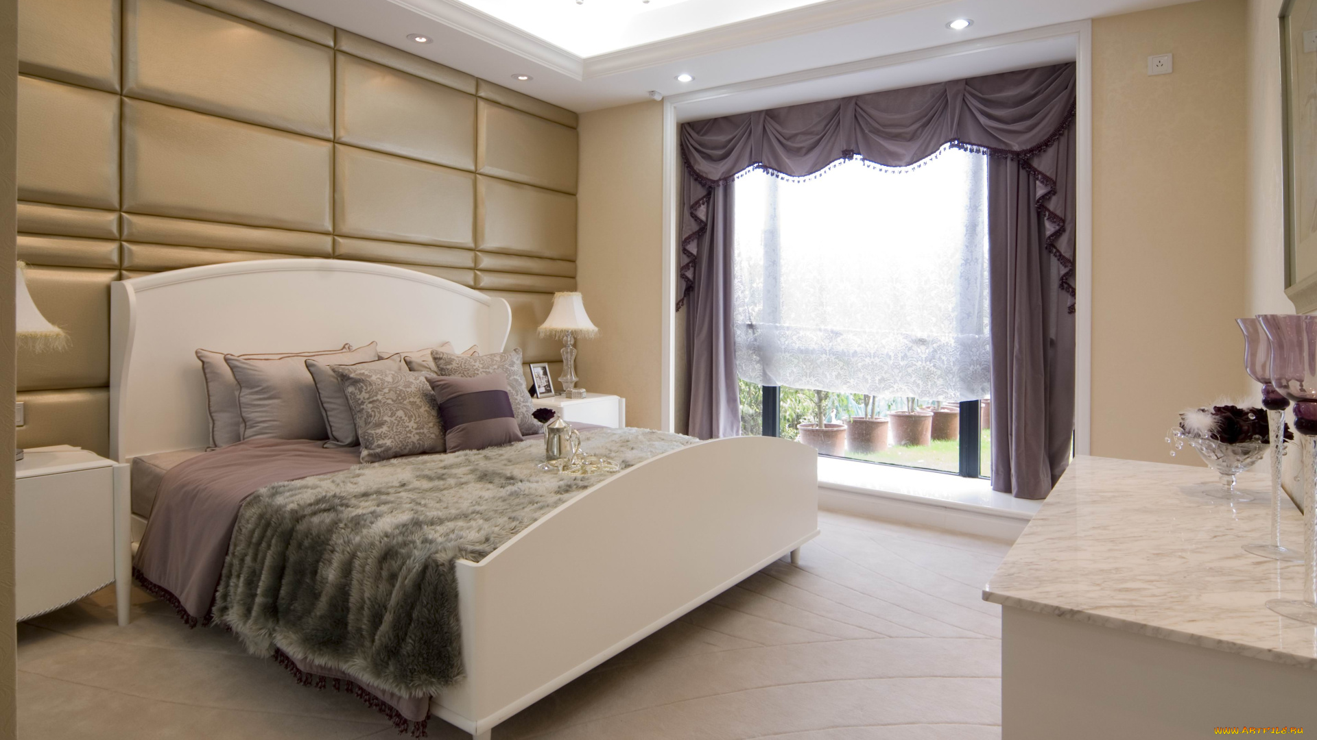 интерьер, спальня, кровать, подушки