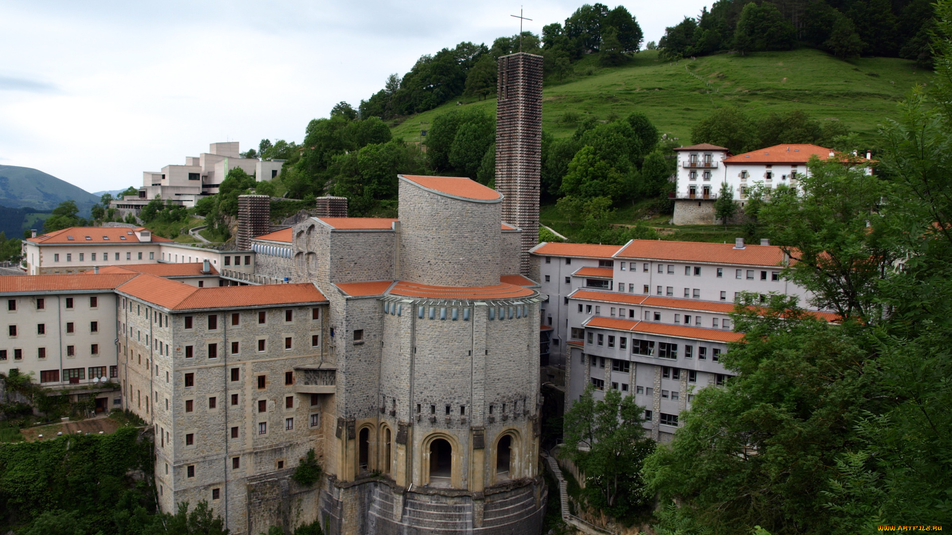 испания, страна, басков, оньяте, города, здания, дома, горы