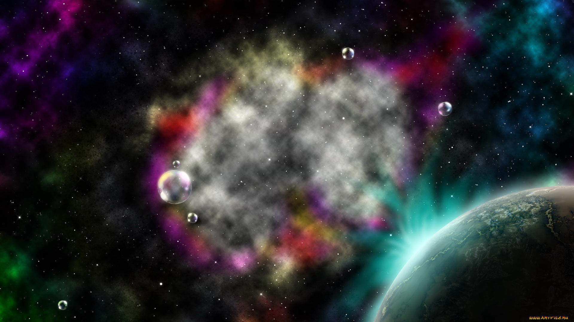 космос, арт, планета, взрыв