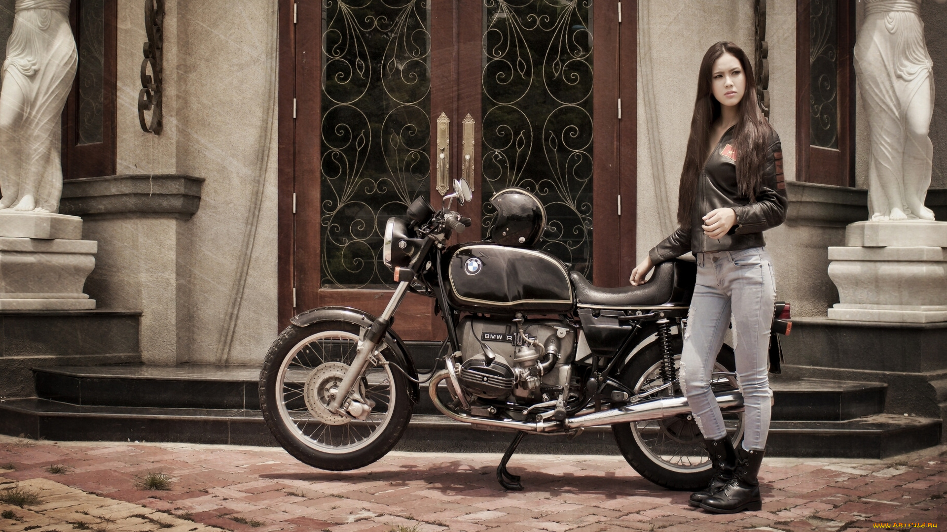 мотоциклы, мото, девушкой, bmw