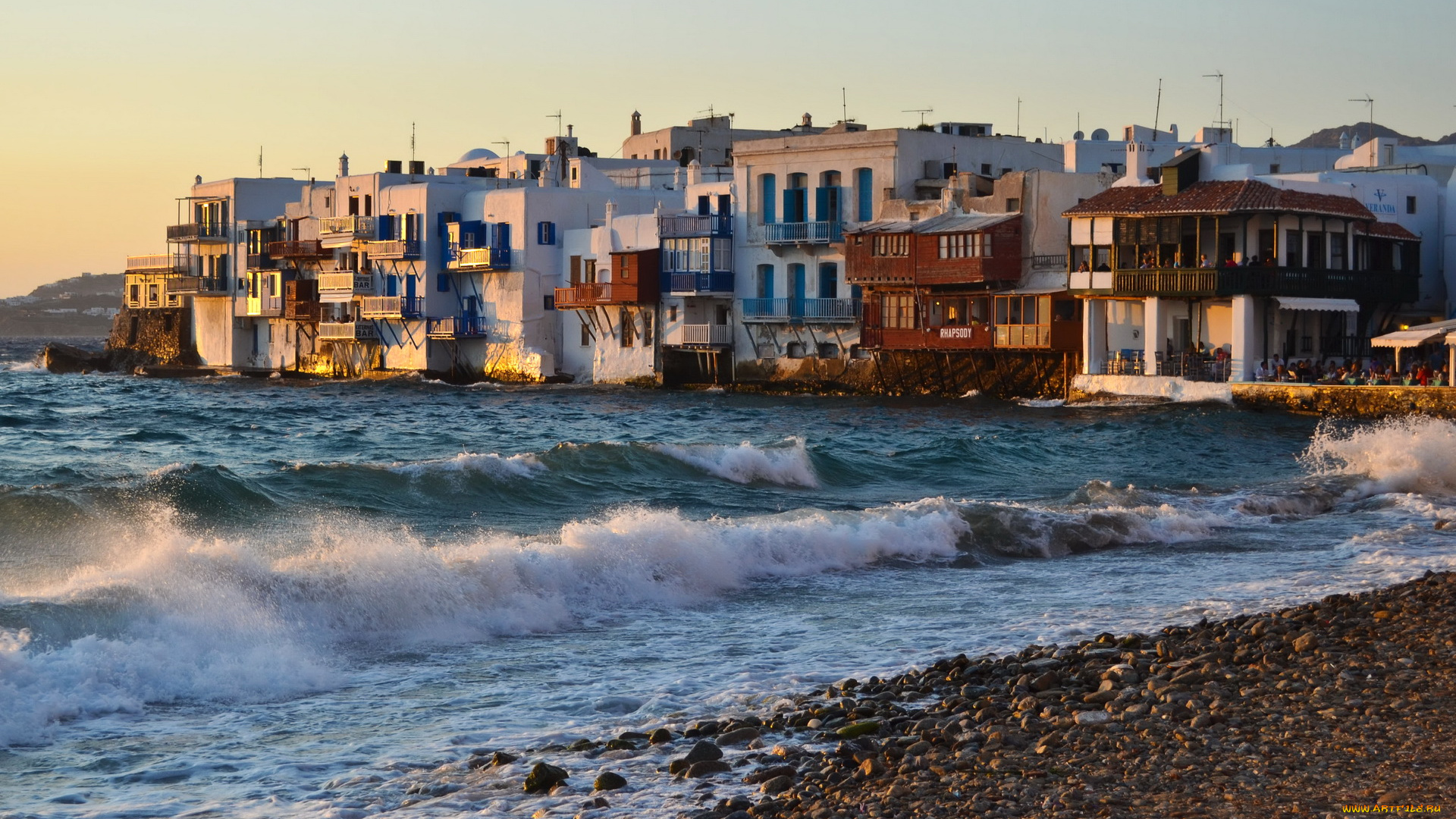 mykonos, греция, города, пейзажи, море, дома