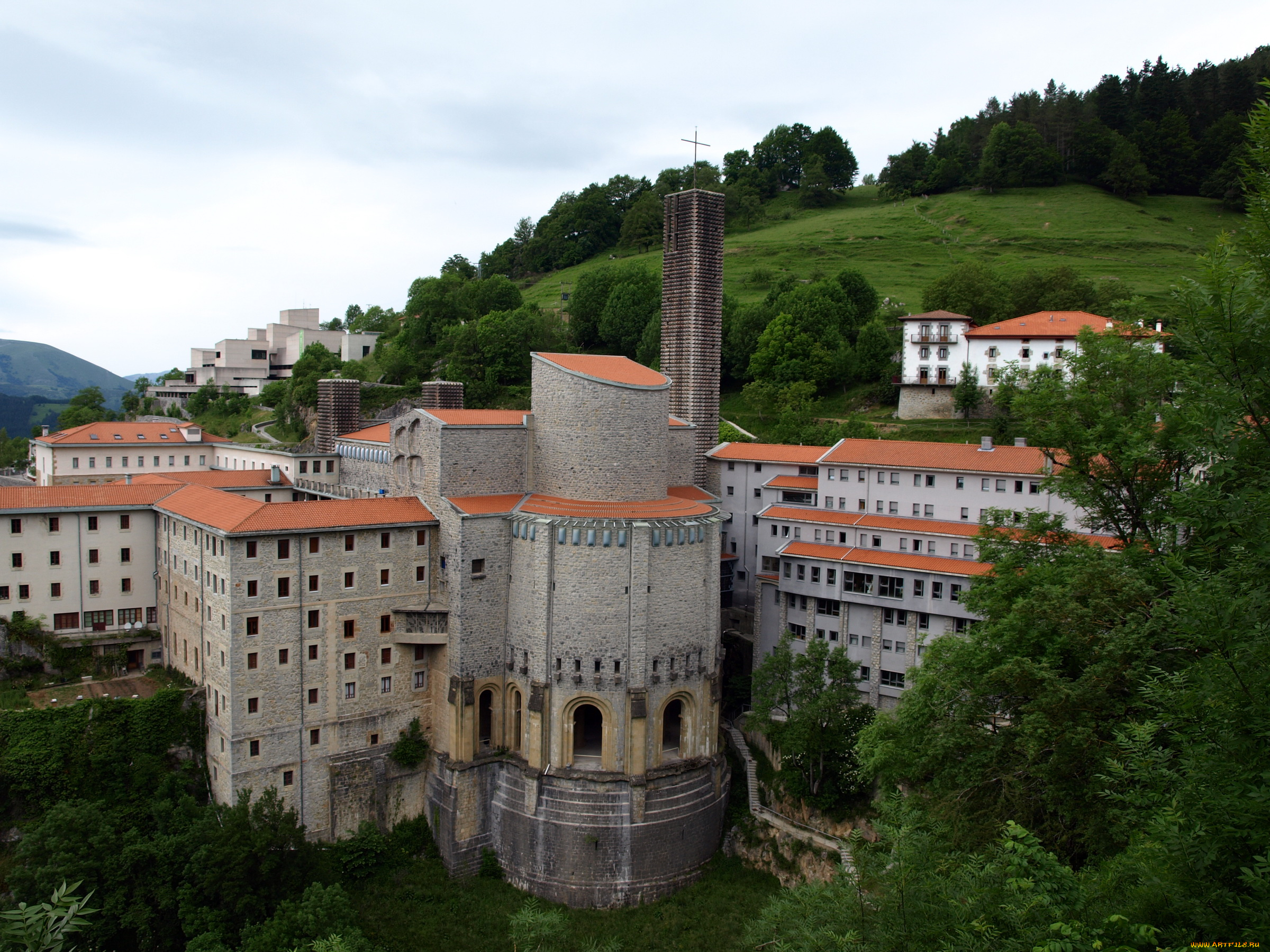 испания, страна, басков, оньяте, города, здания, дома, горы