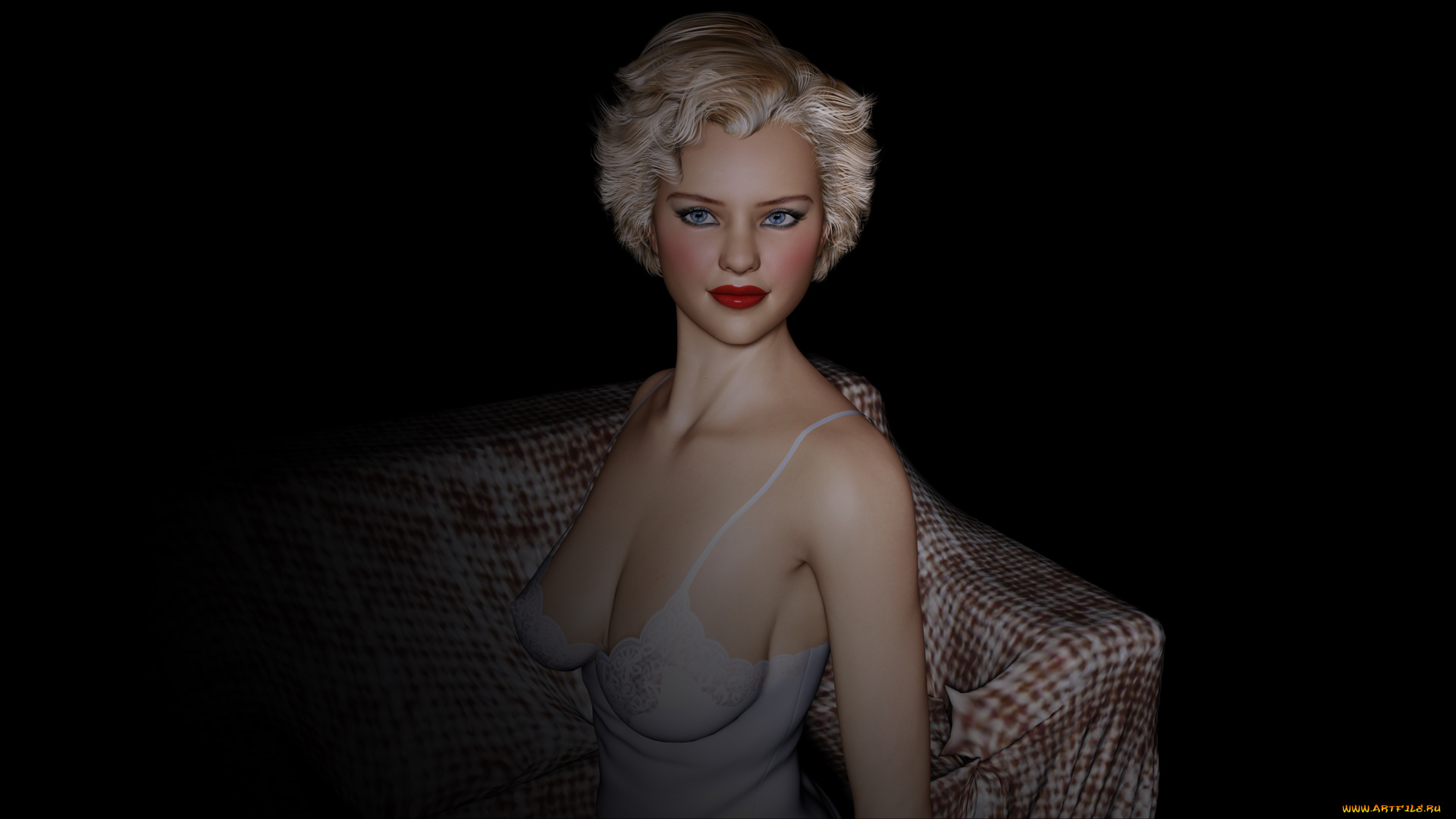 3д, графика, people, , люди, блондинка, девушка, взгляд