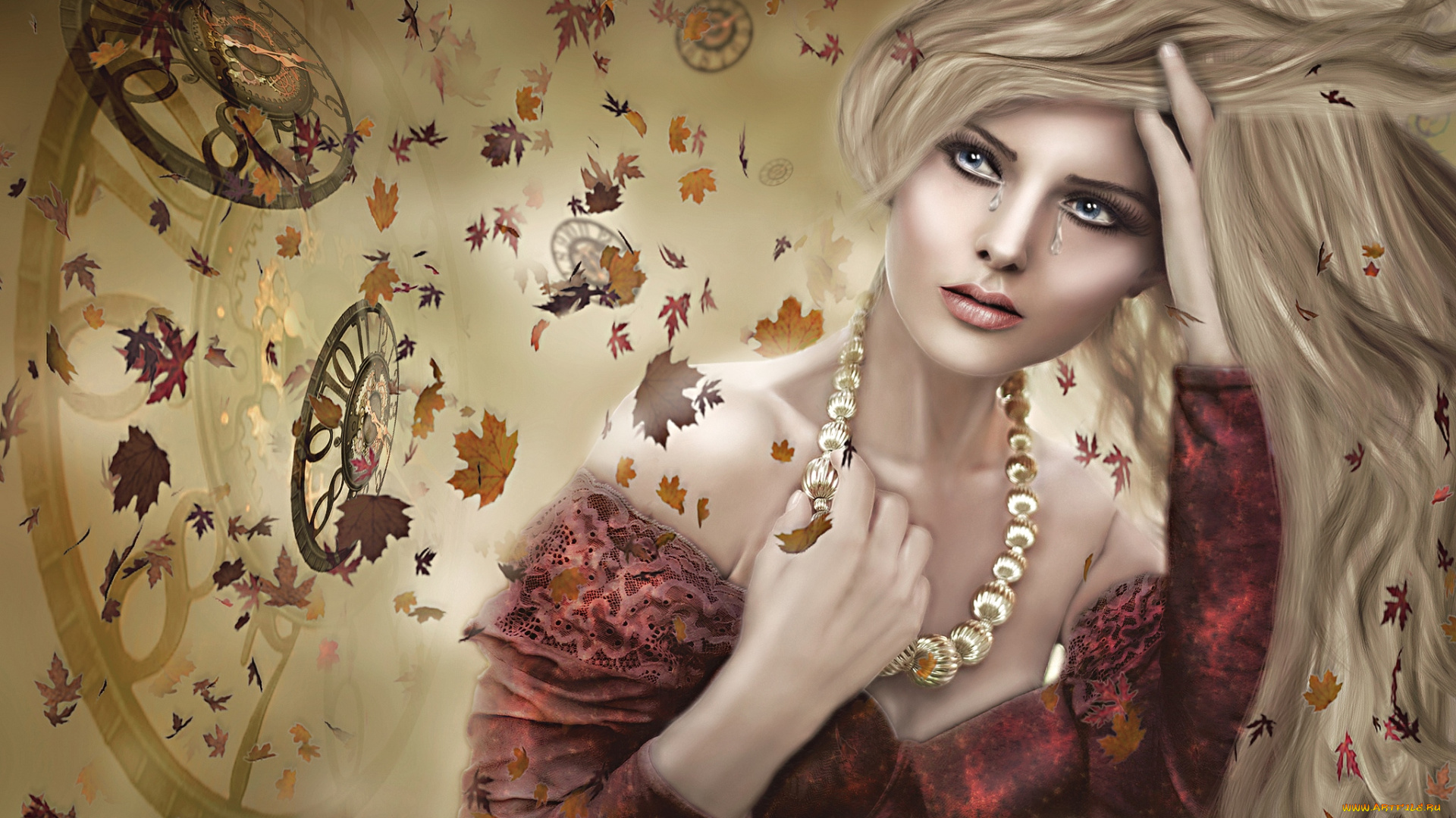 3д, графика, portraits, , портрет, слезы, волосы