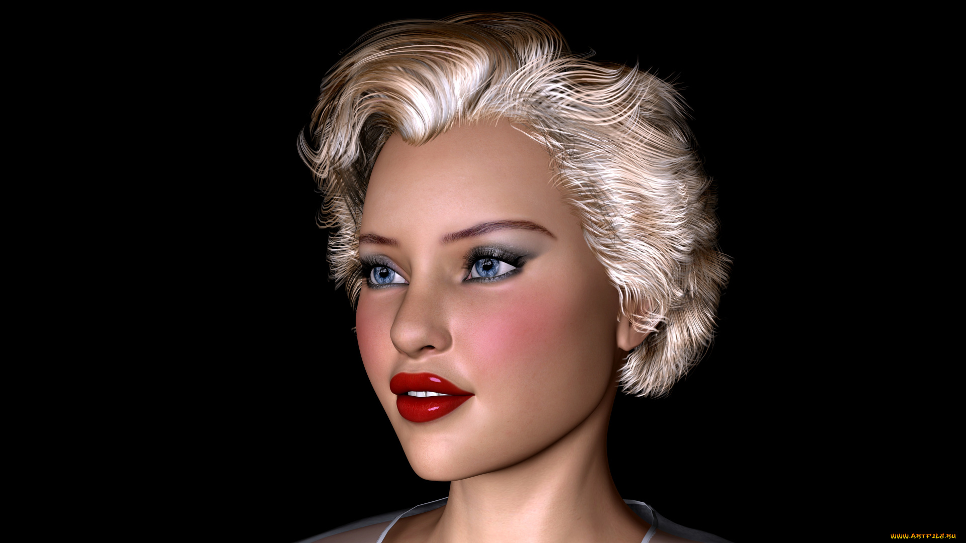 3д, графика, portraits, , портрет, взгляд, девушка, блондинка