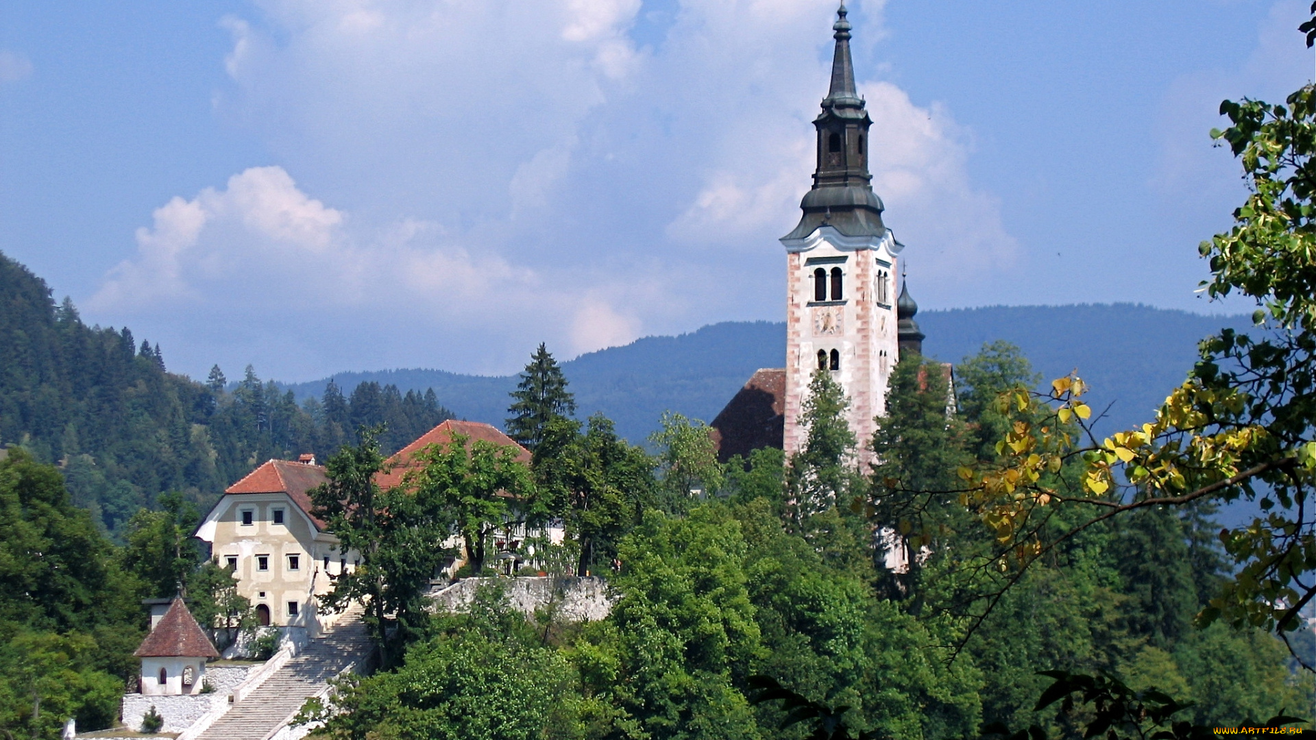 города, блед, , словения, церковь