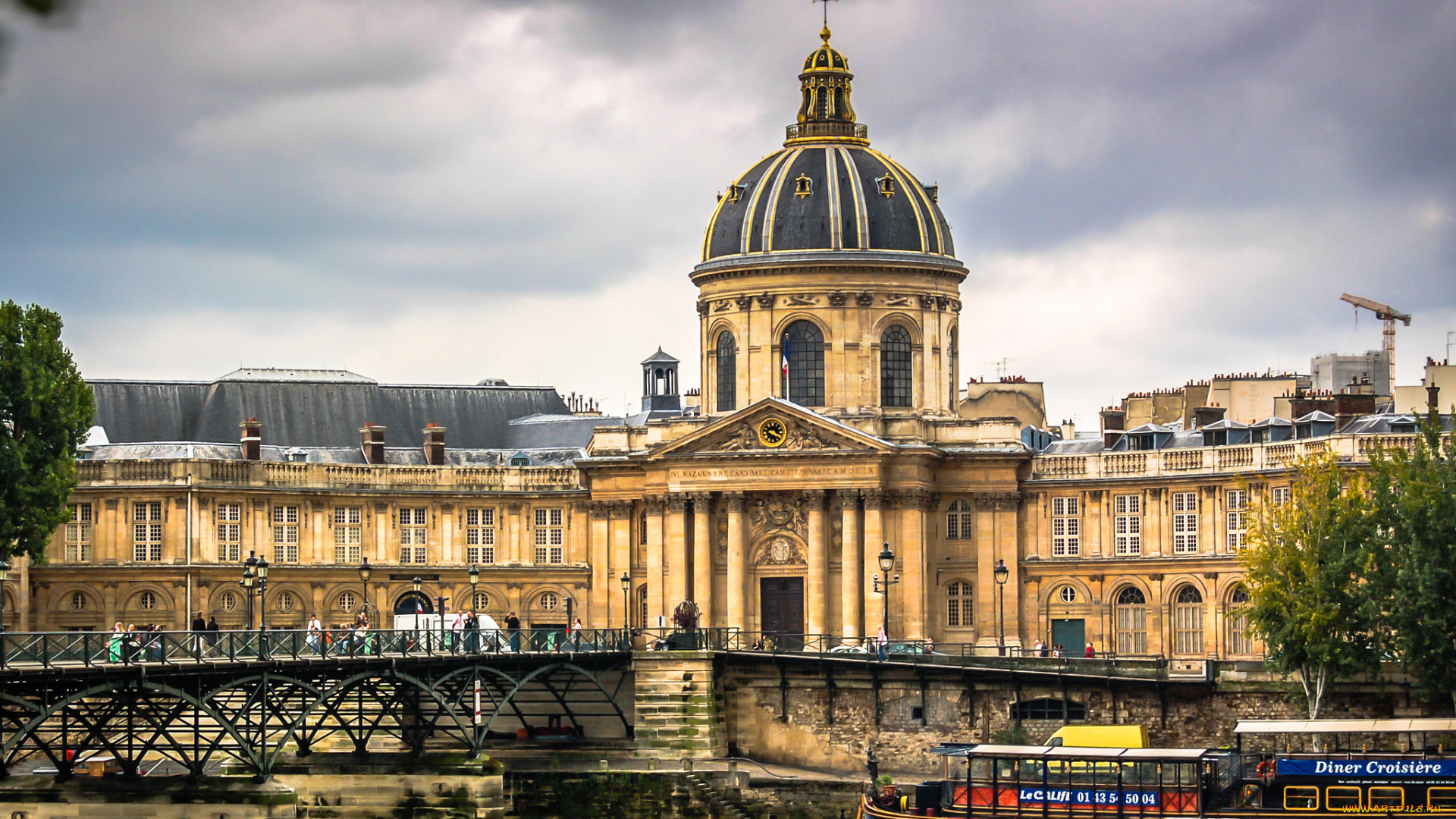 города, париж, , франция, здание, набережная