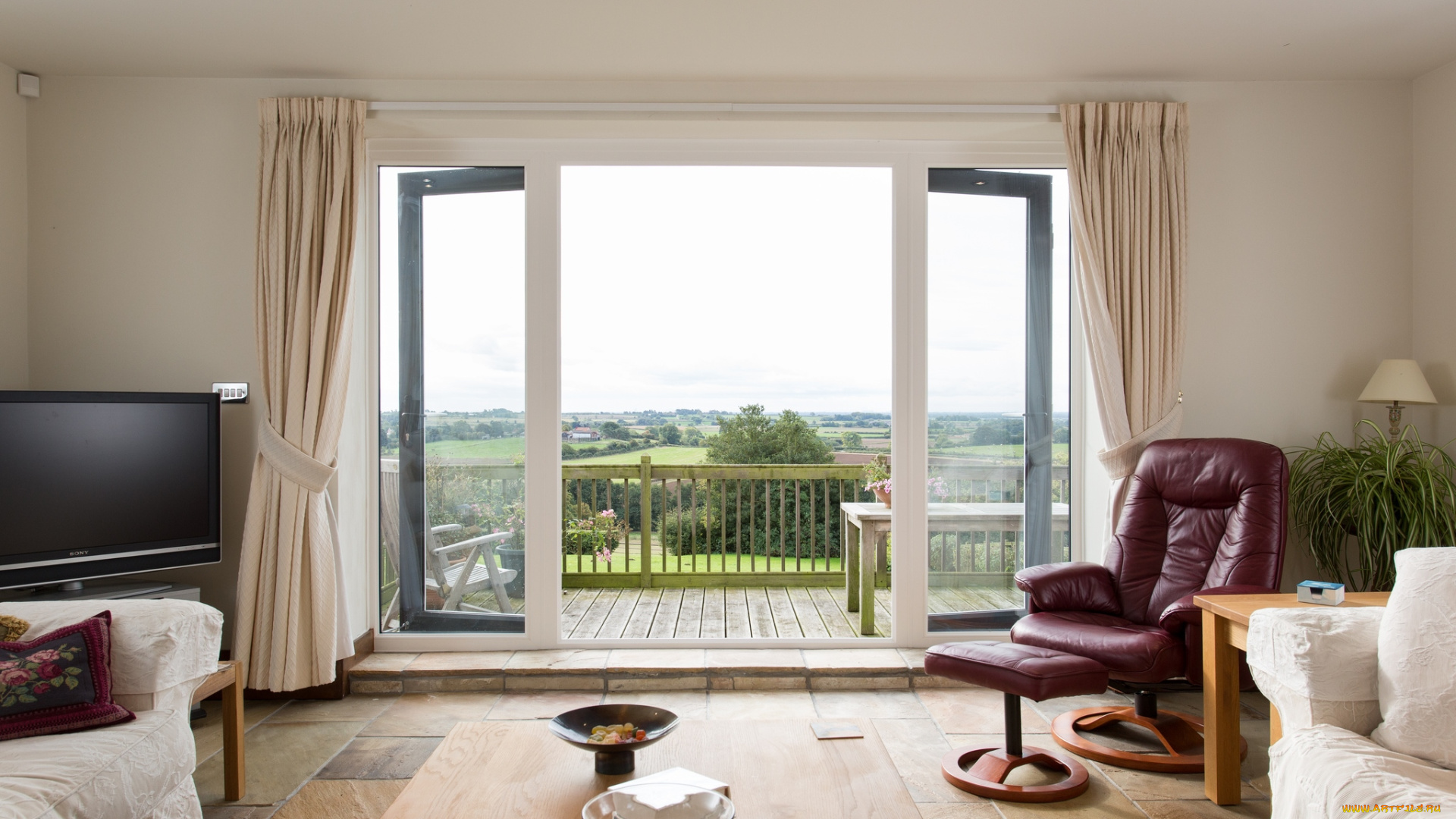 интерьер, гостиная, окно