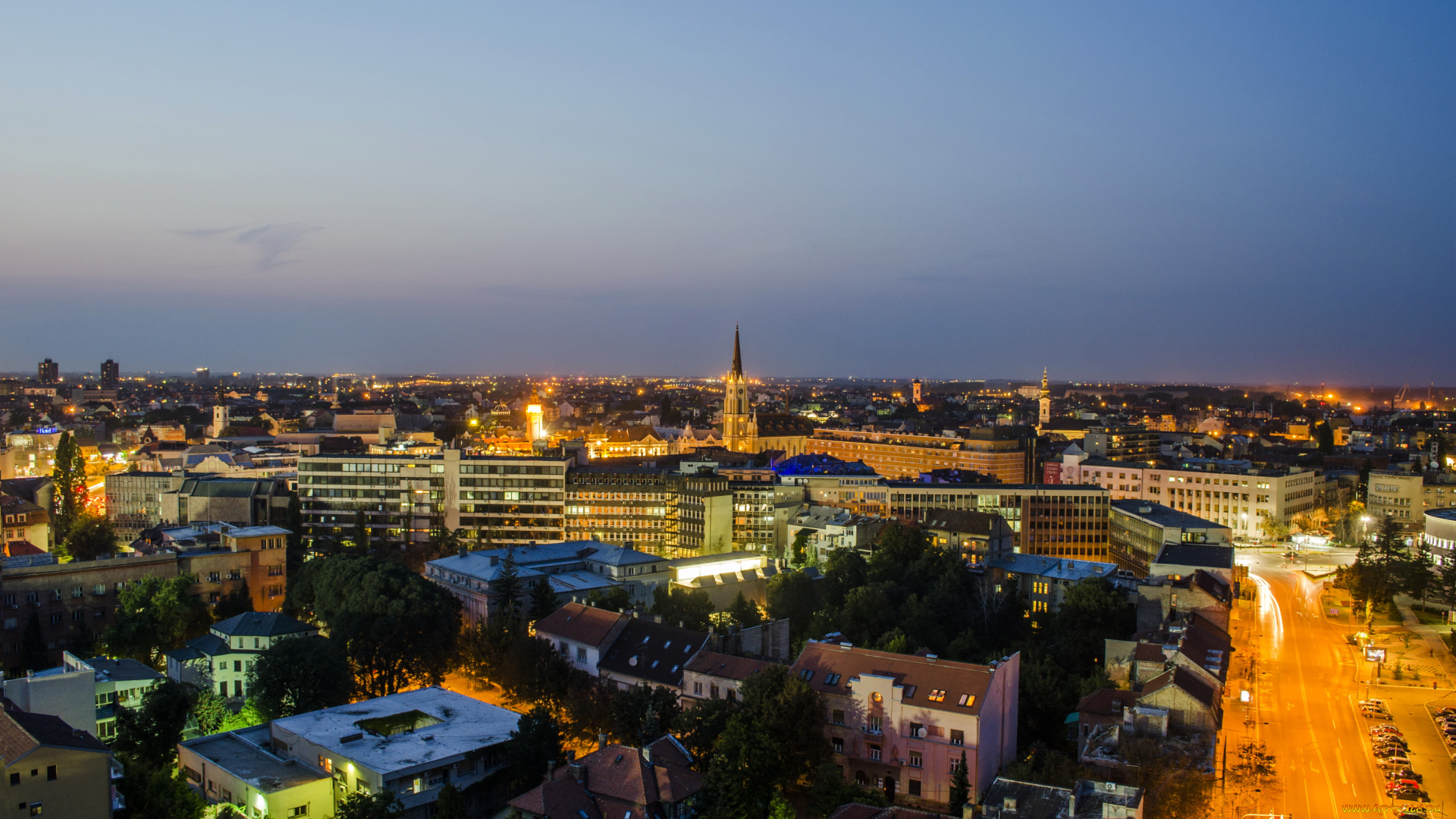 novi, sad, , serbia, города, -, огни, ночного, города, дома, сербия, огни, ночь, панорама