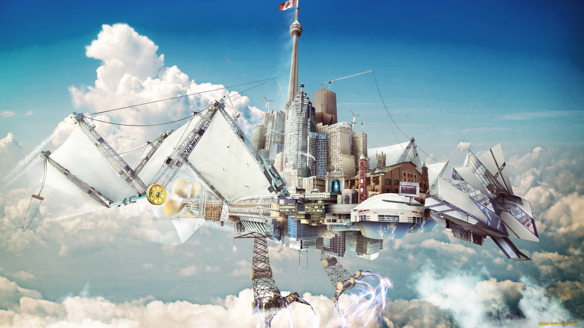 разное, компьютерный, дизайн, здание