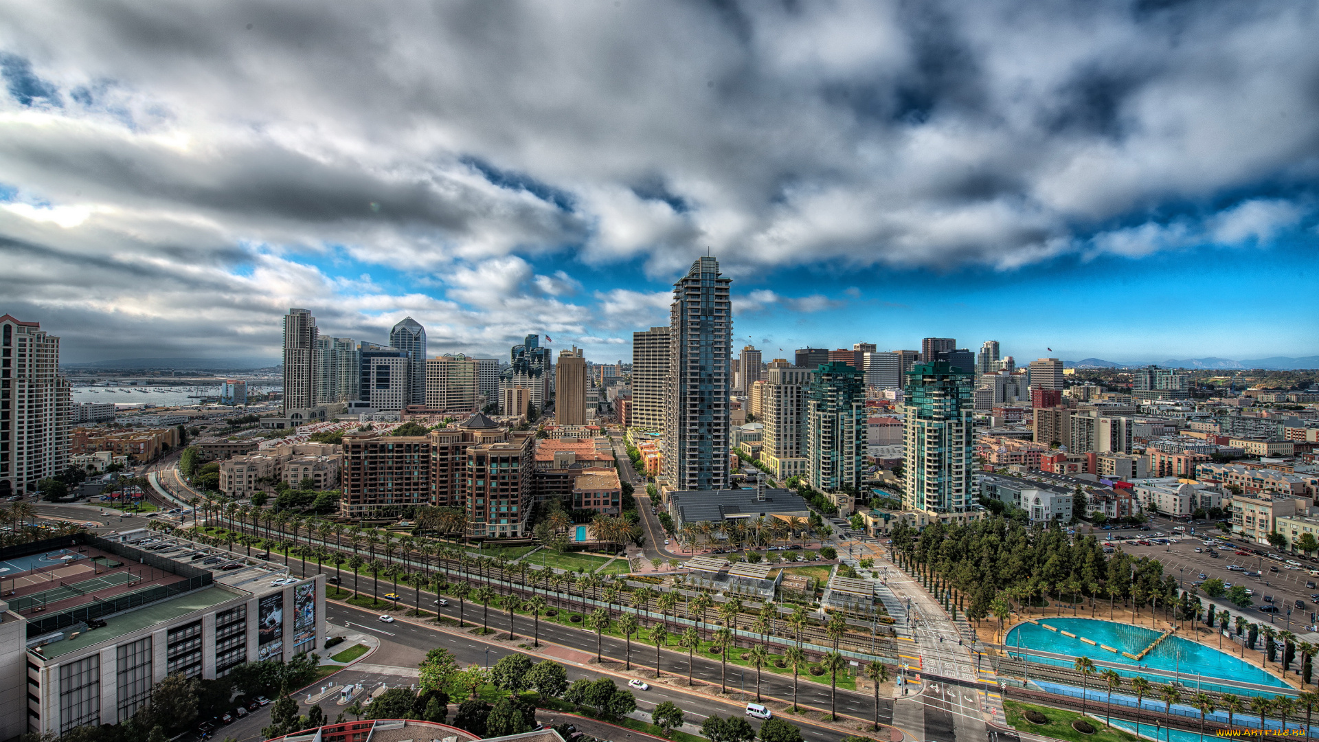 san, diego, , california, города, сан-диего, , сша, san, diego, дома, панорама, дорога