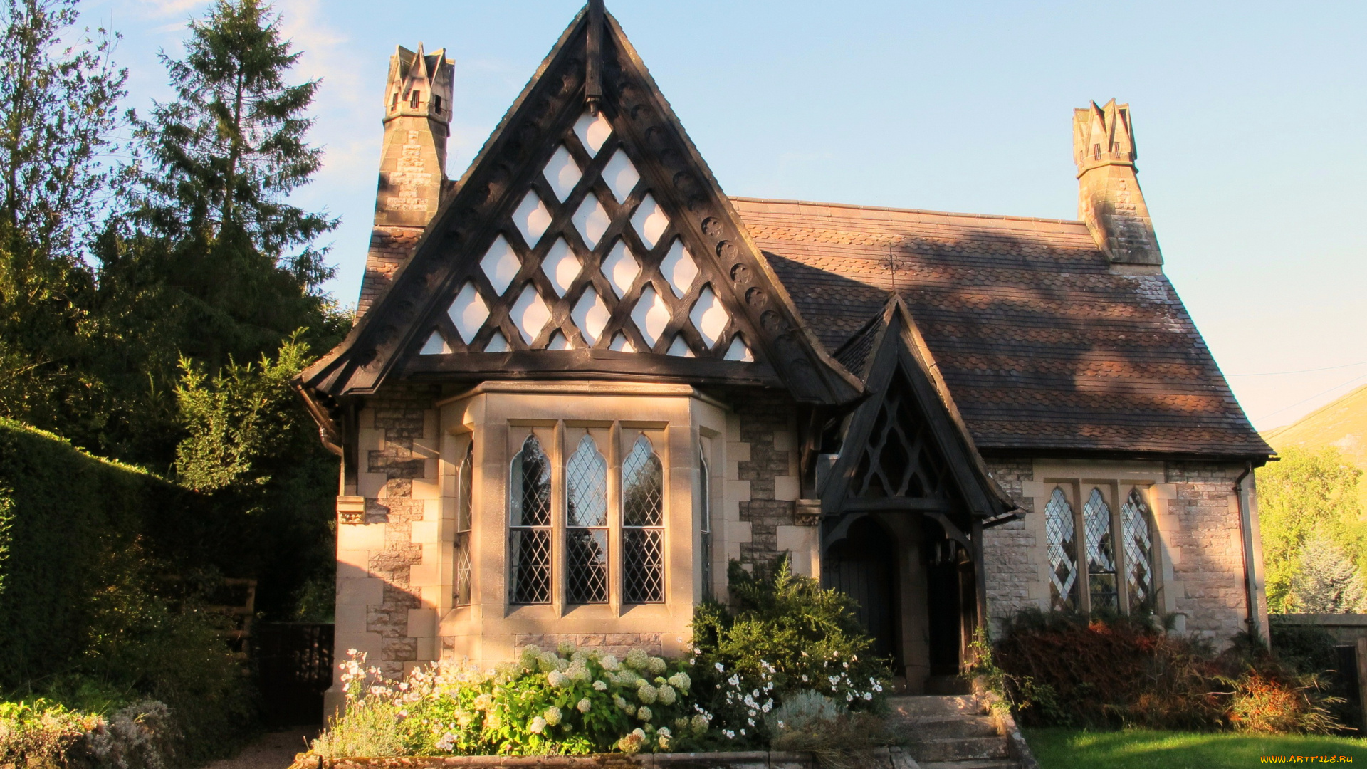 staffordshire, , england, города, -, здания, , дома, staffordshire, england, дом, деревья