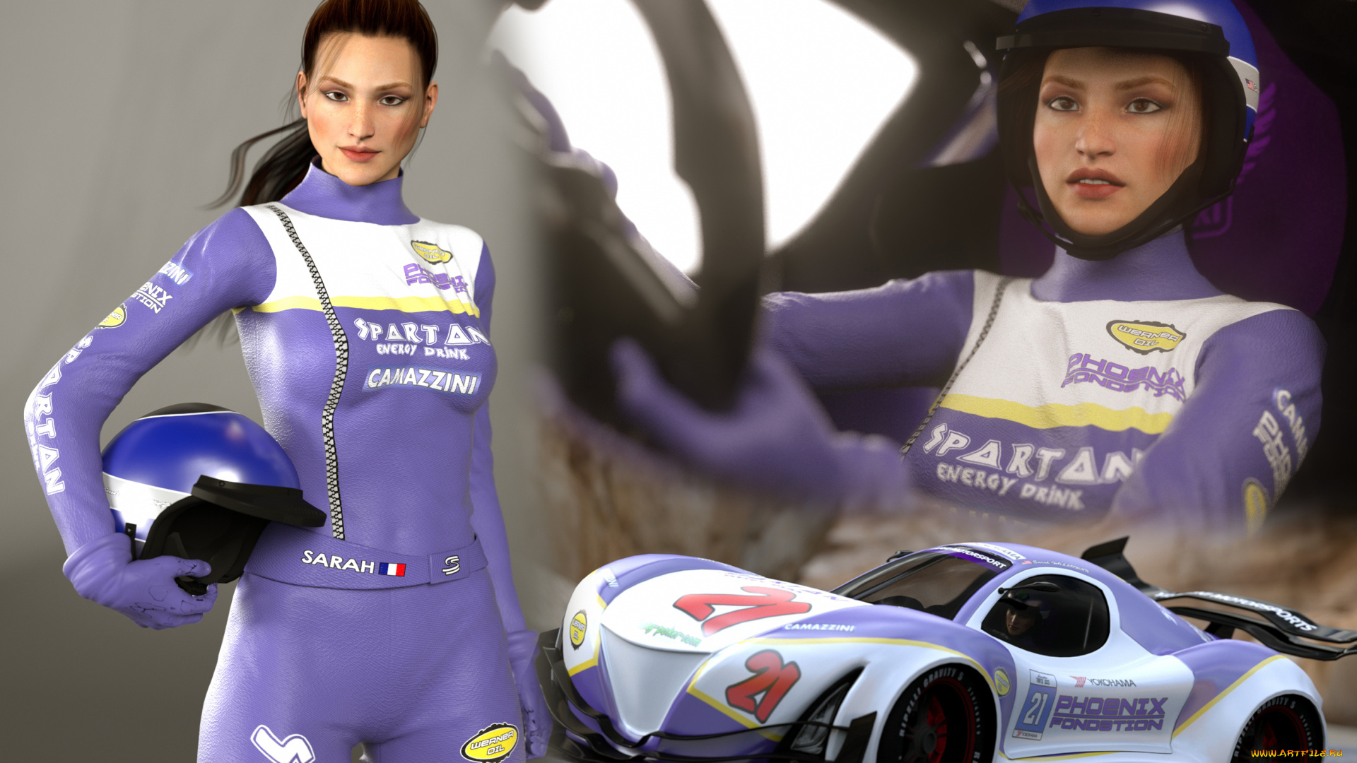 3д, графика, люди, , people, автомобиль, шлем, фон, взгляд, девушка