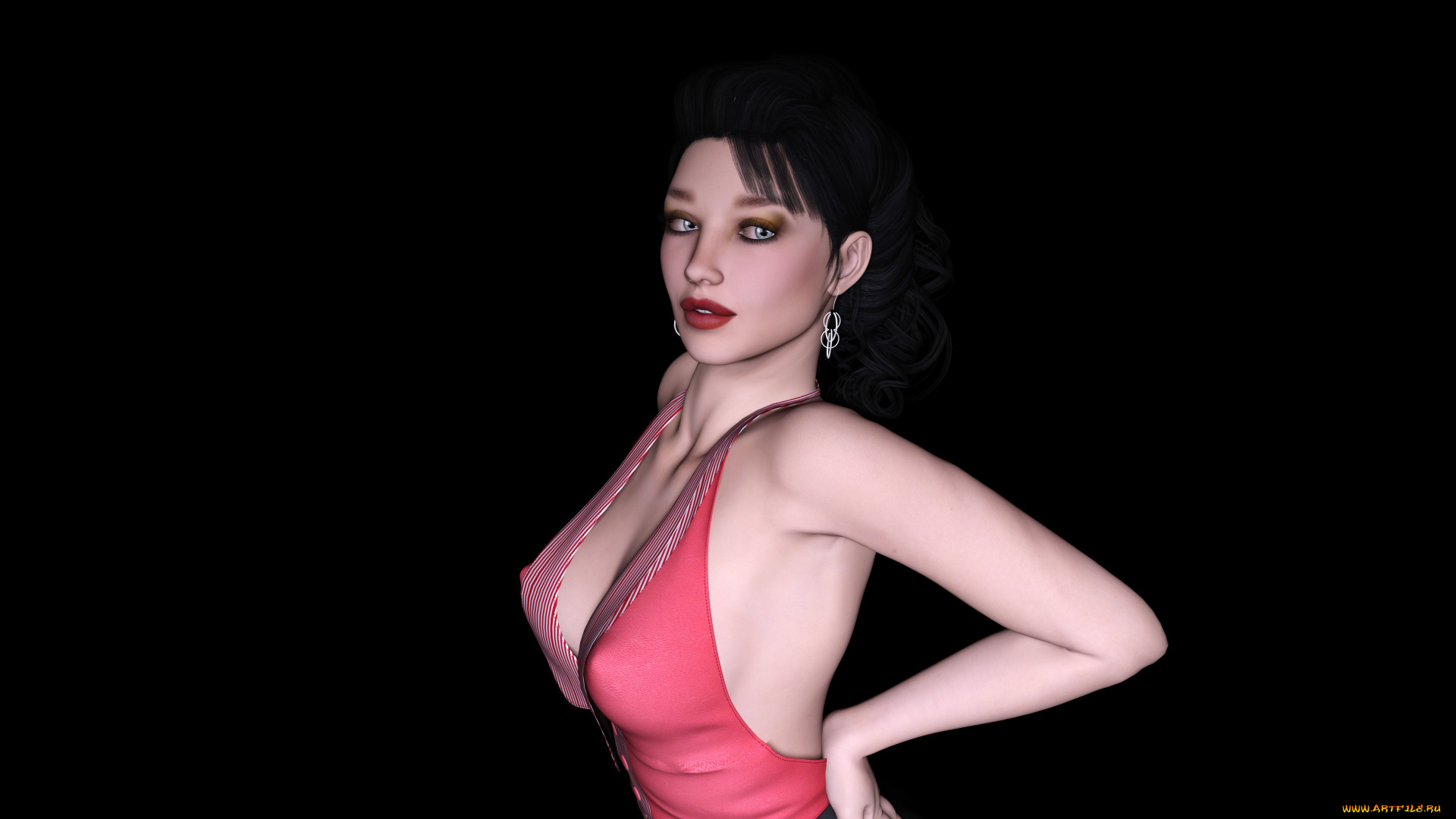 3д, графика, люди, , people, девушка, взгляд, фон