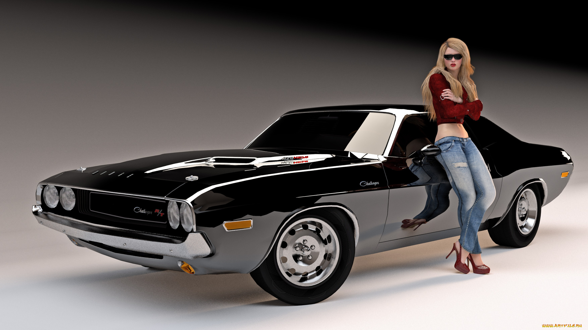 автомобили, 3d, car&girl, девушка, взгляд, фон, блондинка, очки, джинсы, туфли, автомобиль