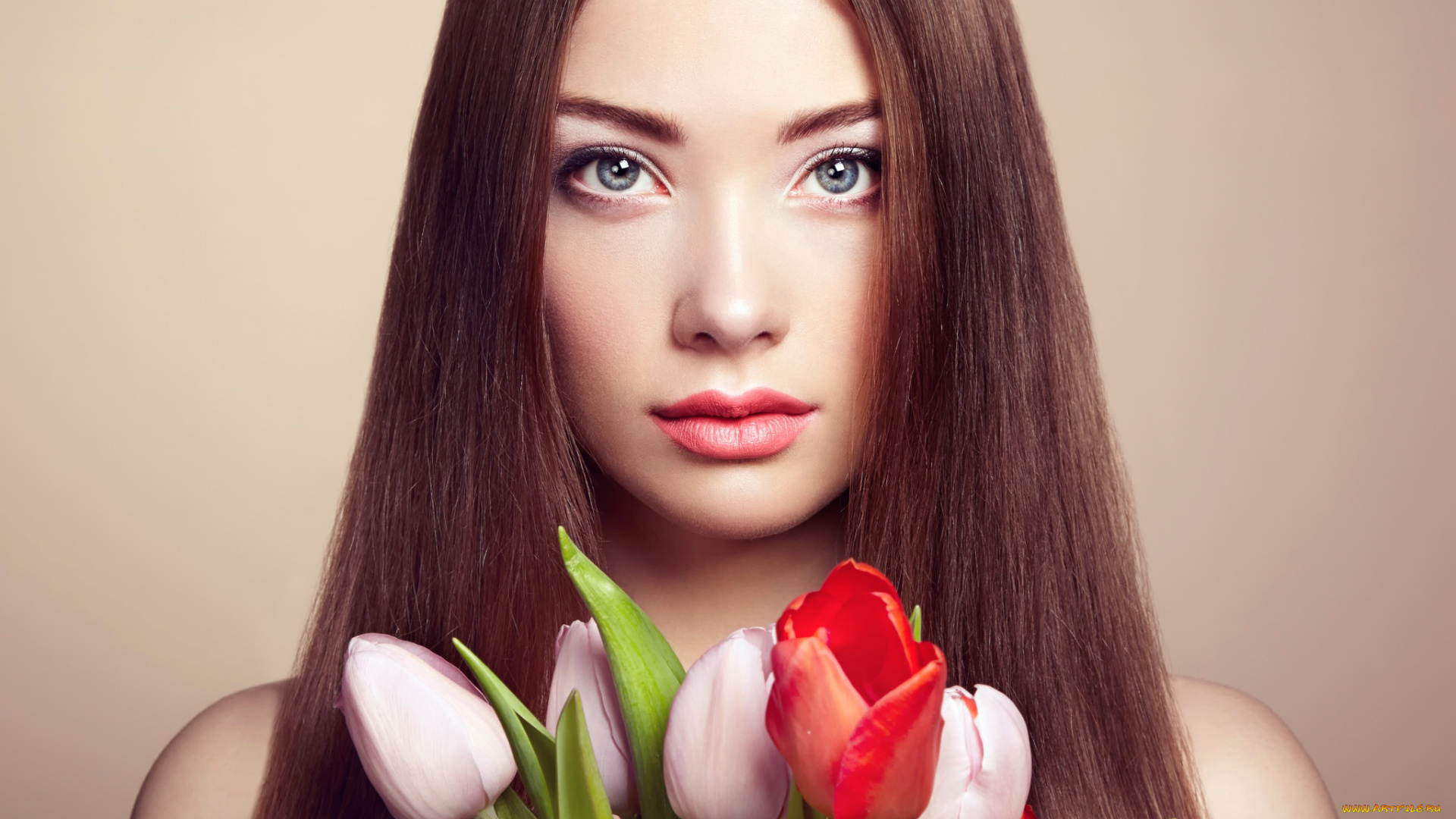 девушки, -unsort, , лица, , портреты, цветы, портрет, букет, beautiful, взгляд