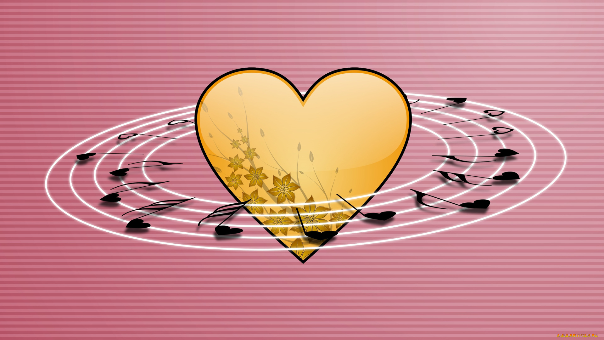 праздничные, день, святого, валентина, , сердечки, , любовь, сердечко, фон, ноты