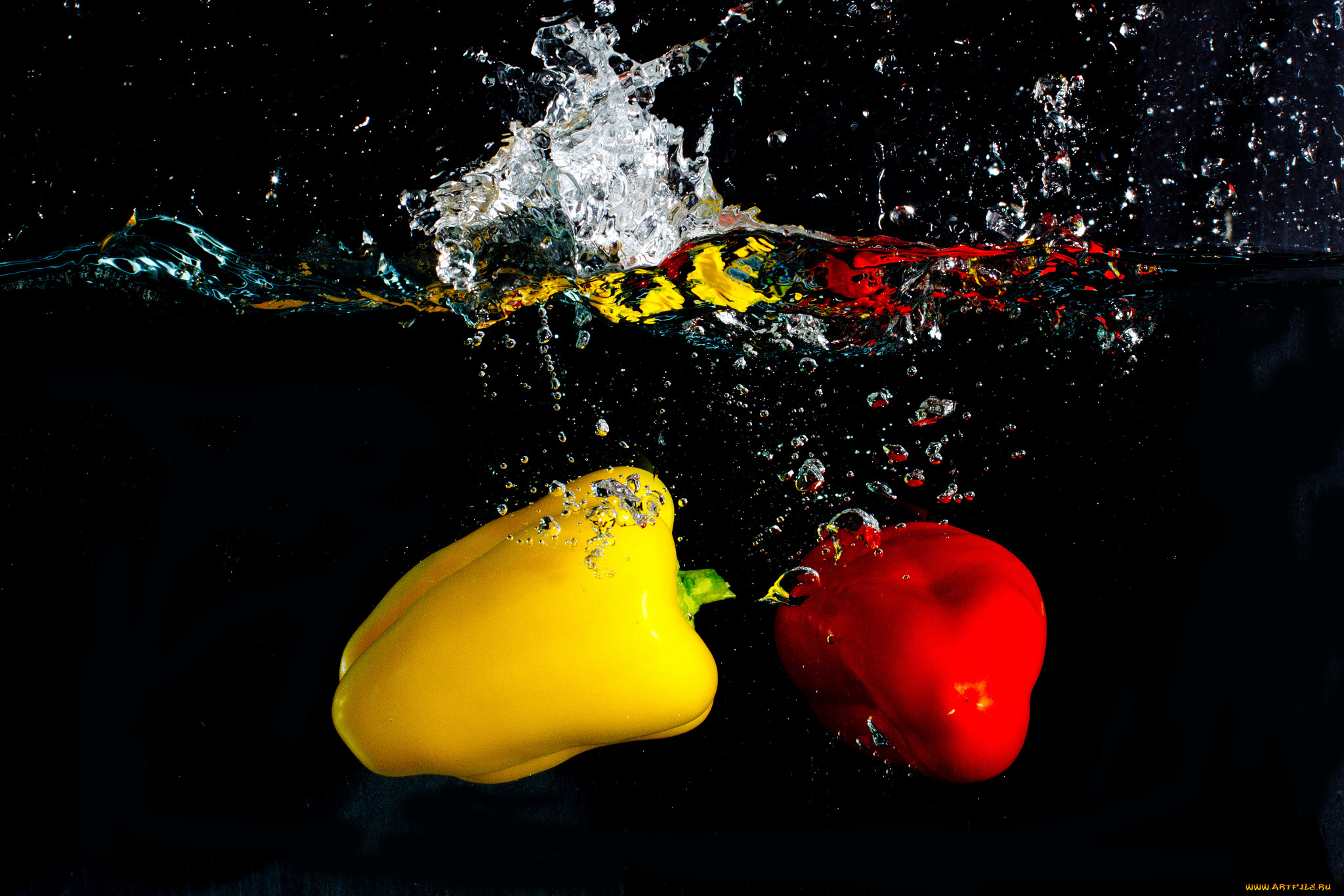 еда, перец, перчики, брызги, вода