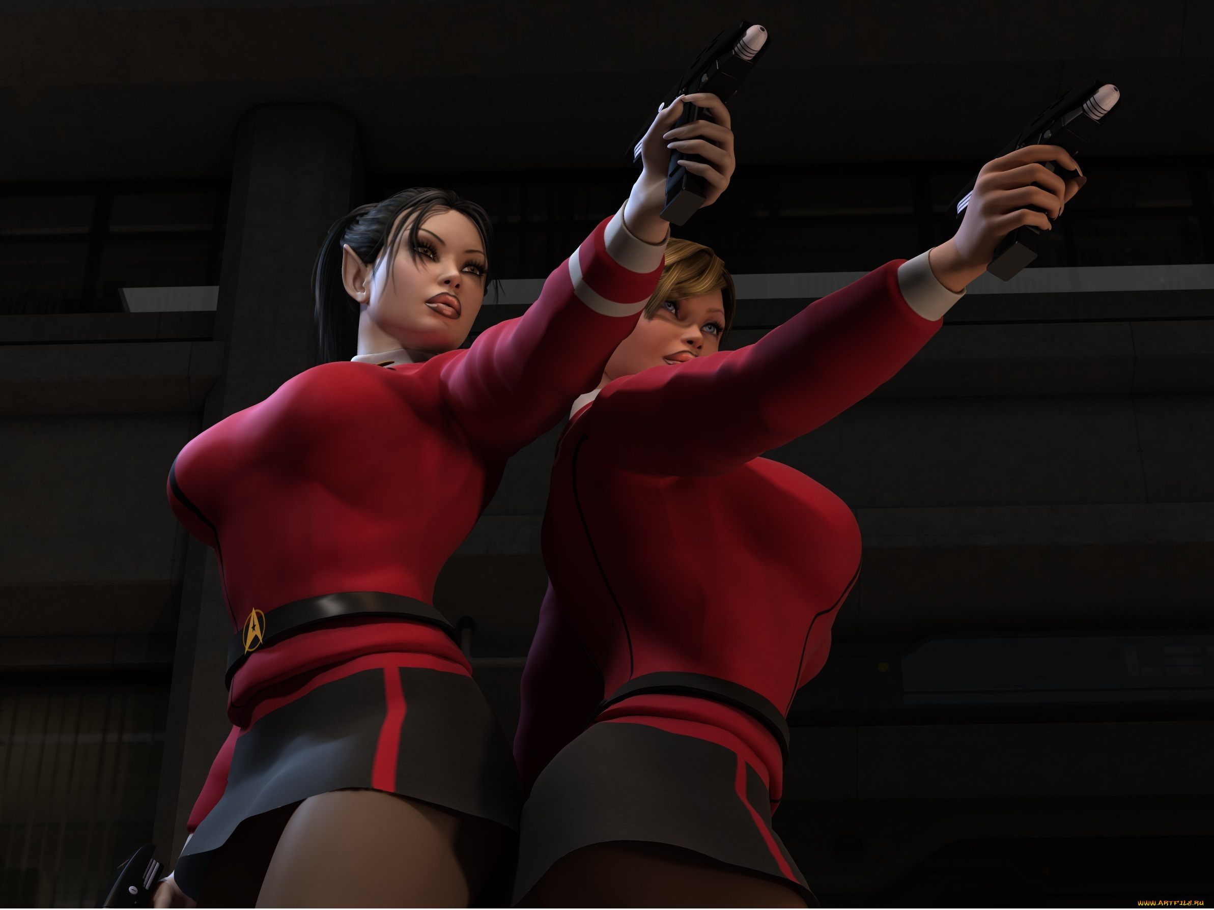 3д, графика, эльфы, , elves, эльфийки, взгляд, фон, оружие