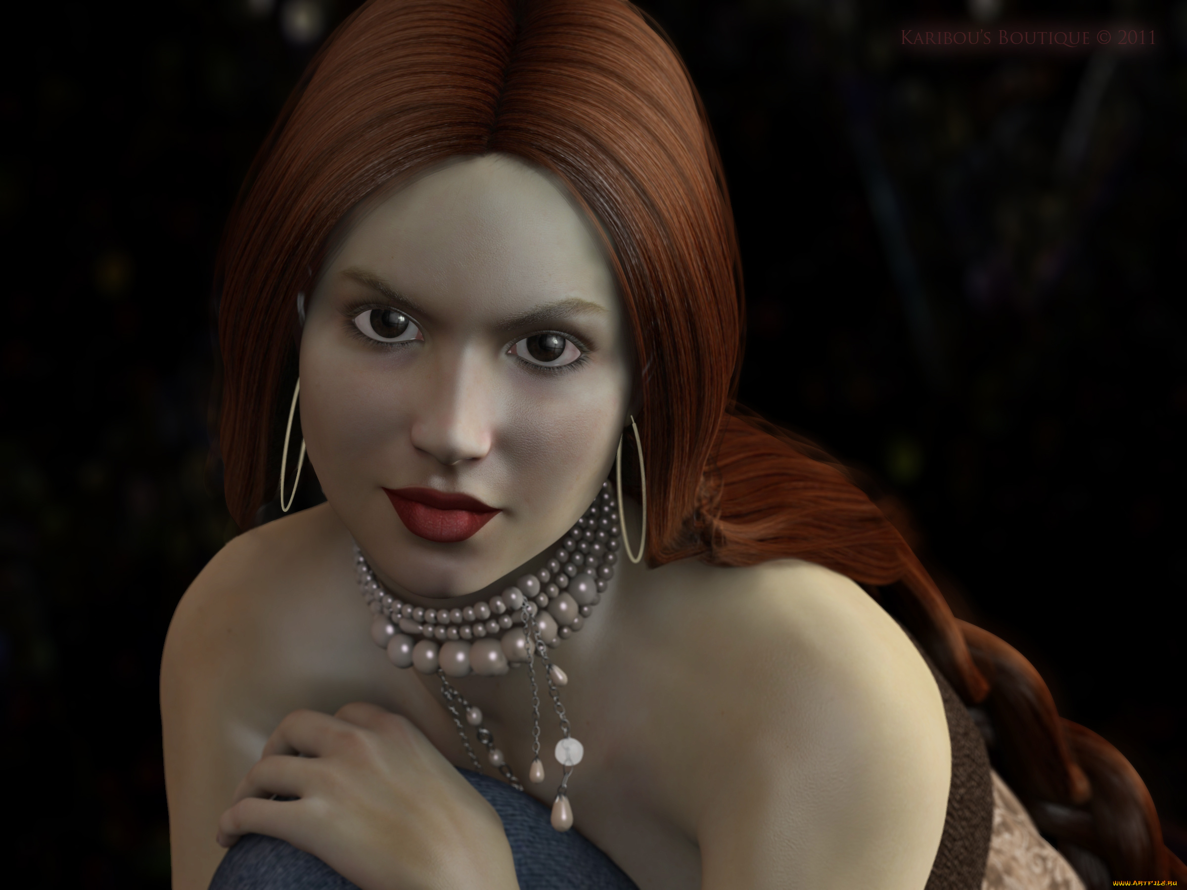 3д, графика, портрет, , portraits, взгляд, девушка, фон, рыжая