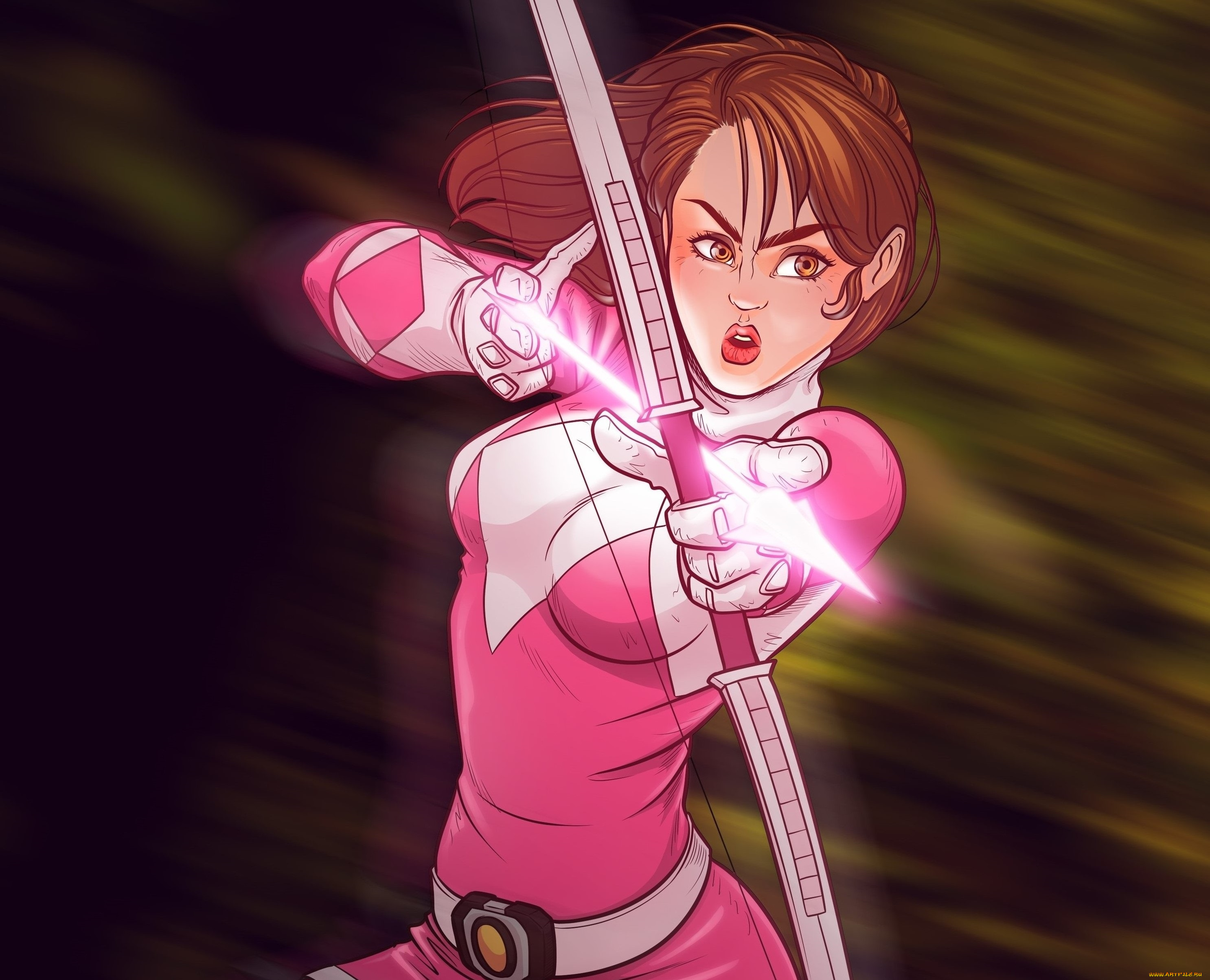 рисованное, люди, девушка, лук, фон, взгляд