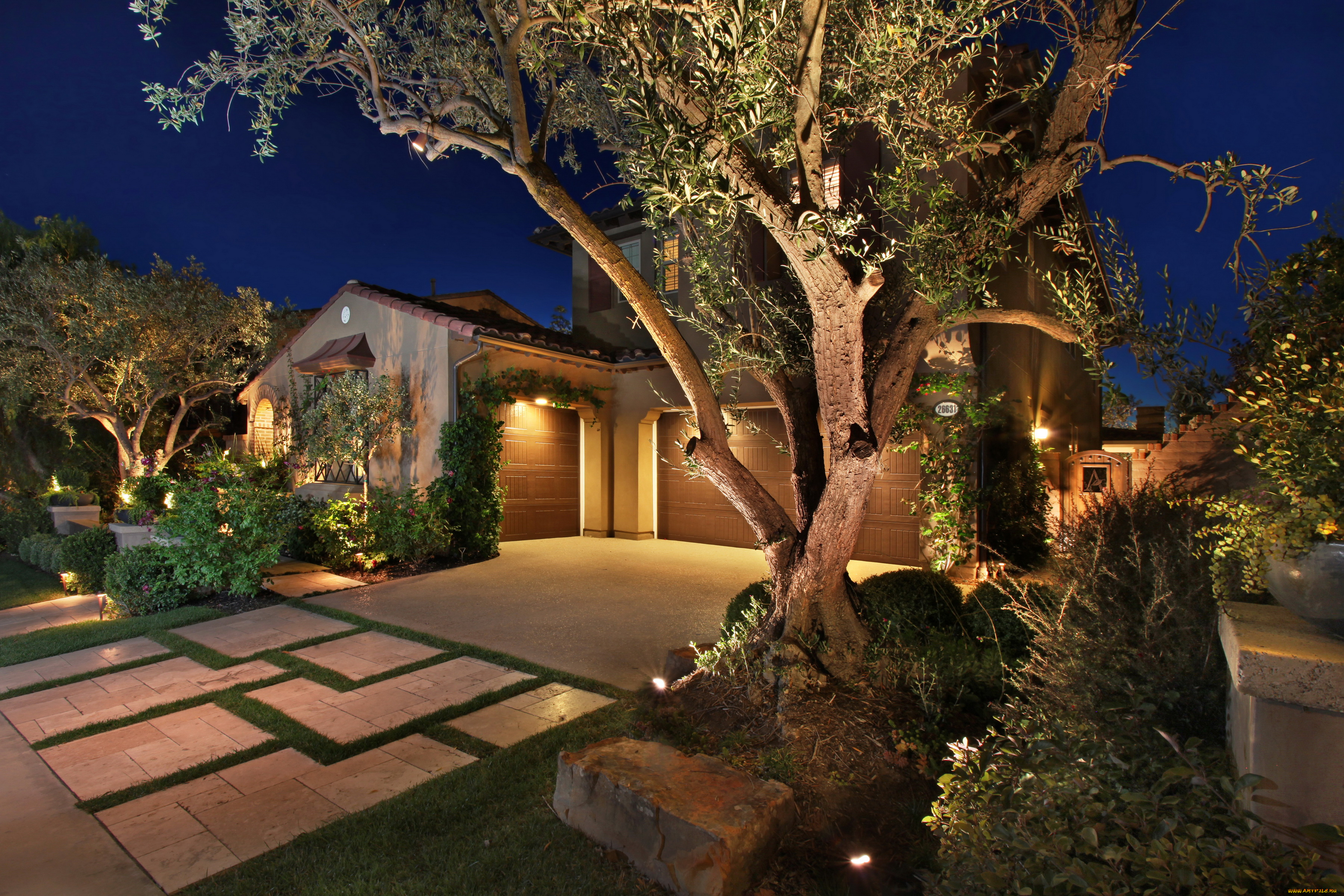 ранчо, мираж, , калифорния, сша, города, -, здания, , дома, огни, ночь, ландшафт, калифорния, мираж, ранчо, сша