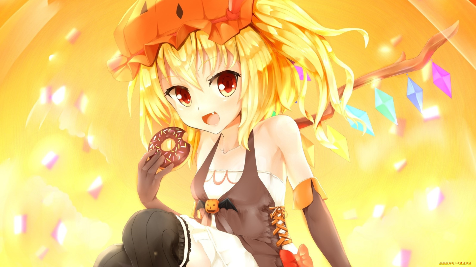 аниме, touhou, девушка, взгляд, фон