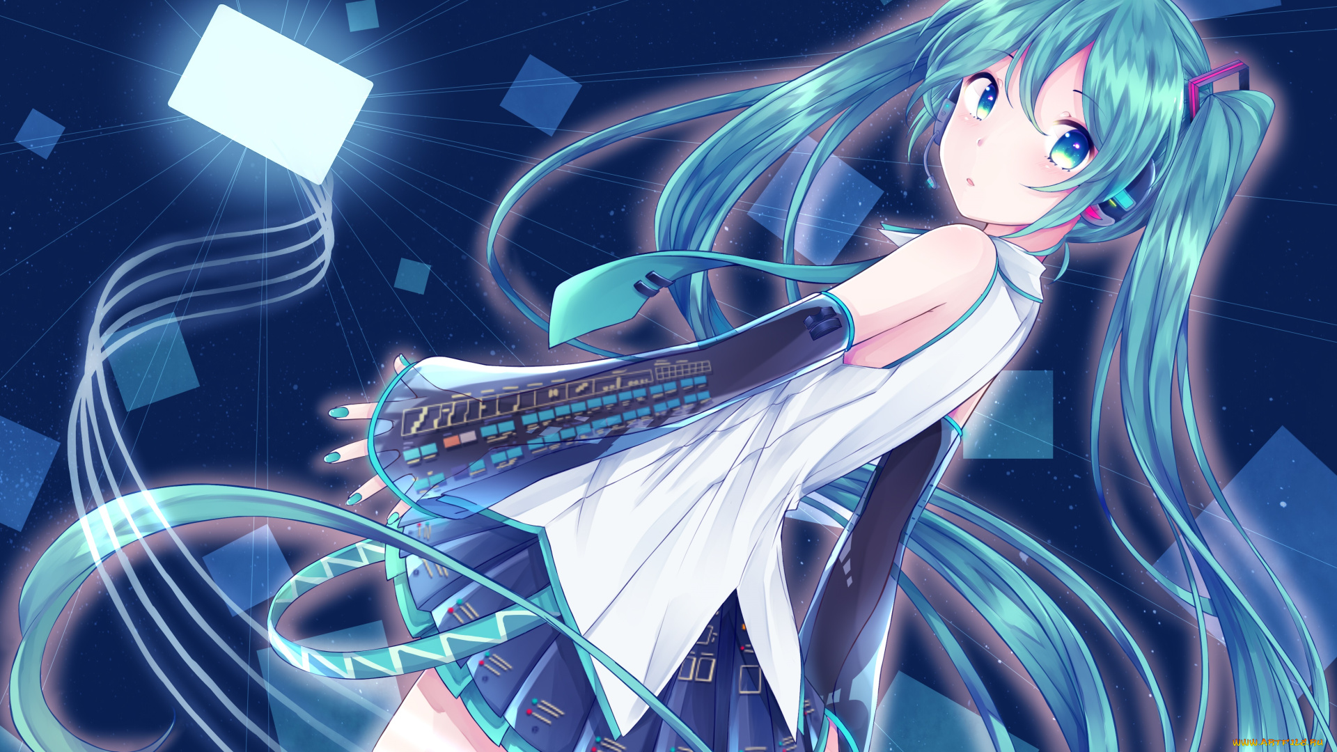 аниме, vocaloid, девочка, арт, hatsune, miku, paya, alunair