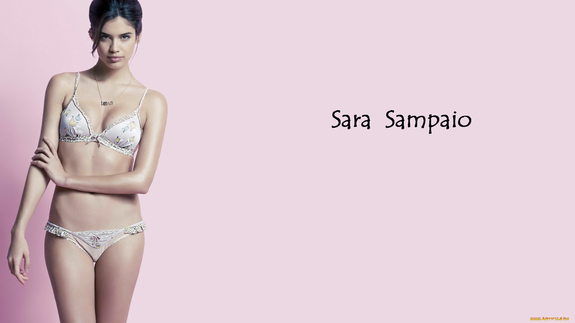 девушки, sara, sampaio, кулон, белье, улыбка, модель, сара, сампайо