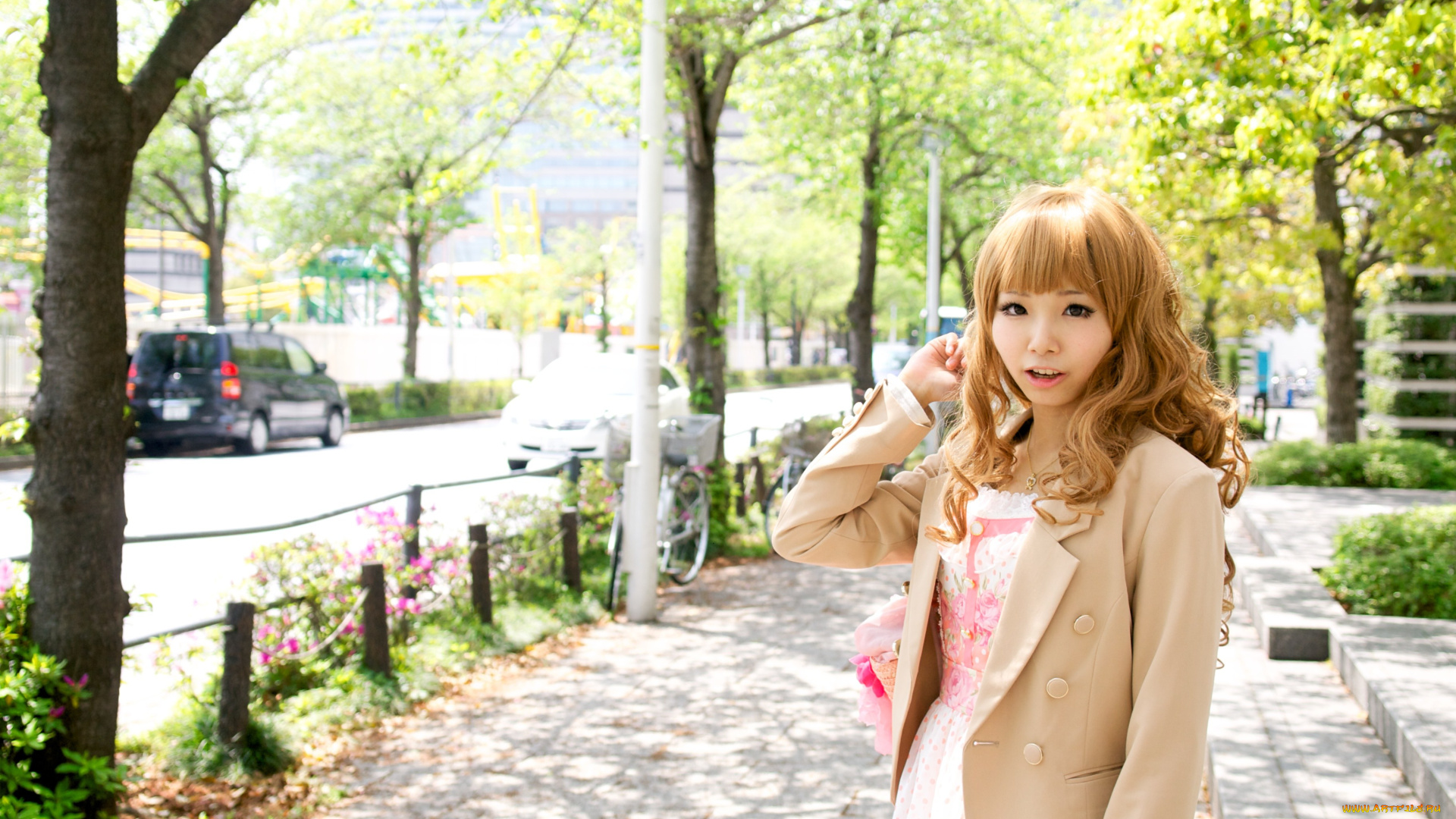 mahore, himemiya, девушки, жакет, рыжая, улица, японка