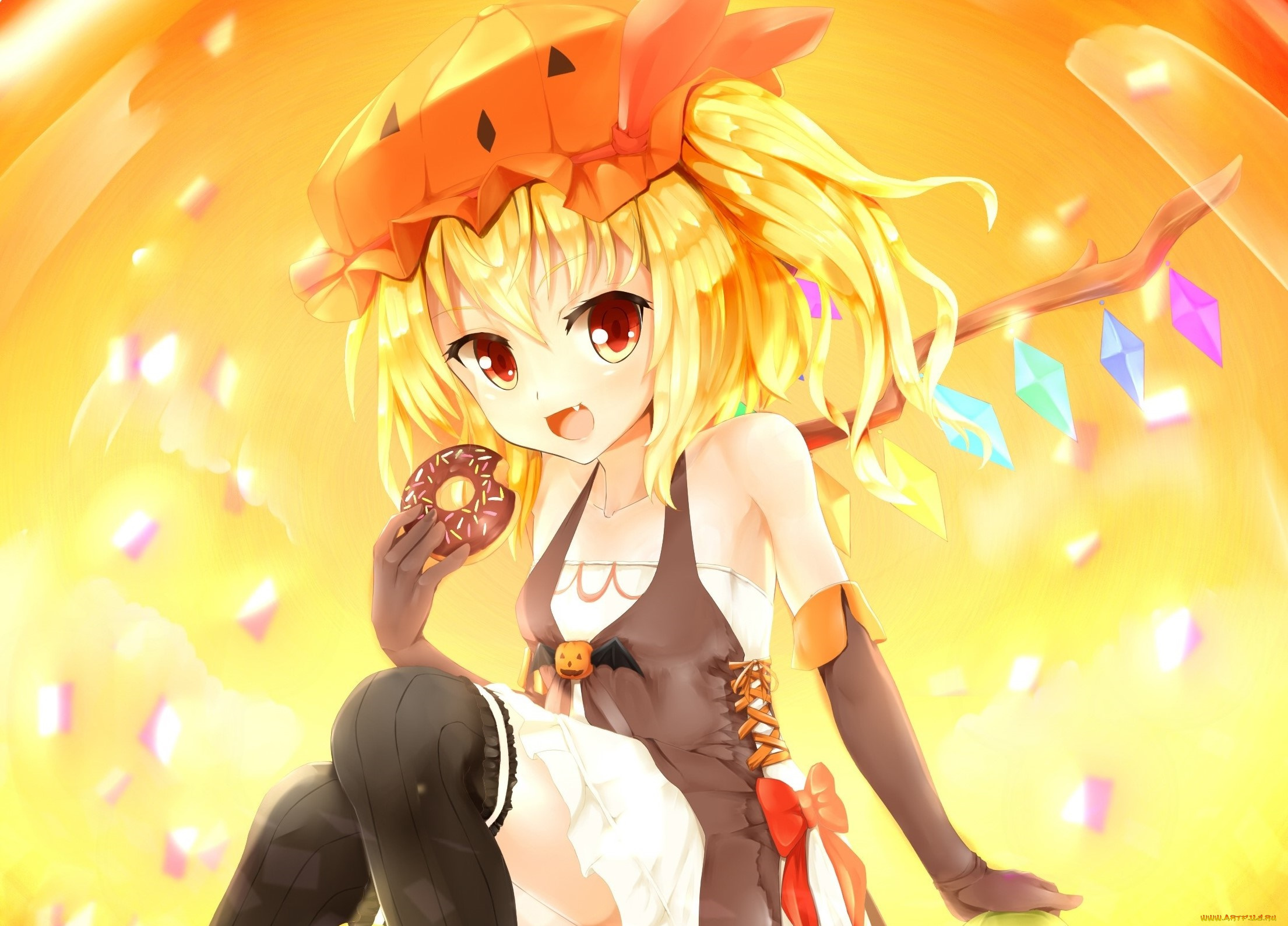 аниме, touhou, девушка, взгляд, фон